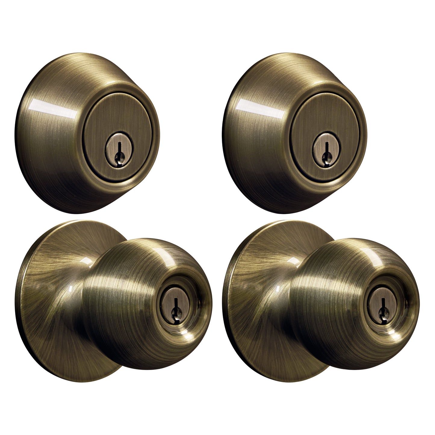 Hyper Tough Keyed Entry Ball Doorknob and Deadbolt Combo in Oil-Rubbed Bronze Finish, Twin Pack