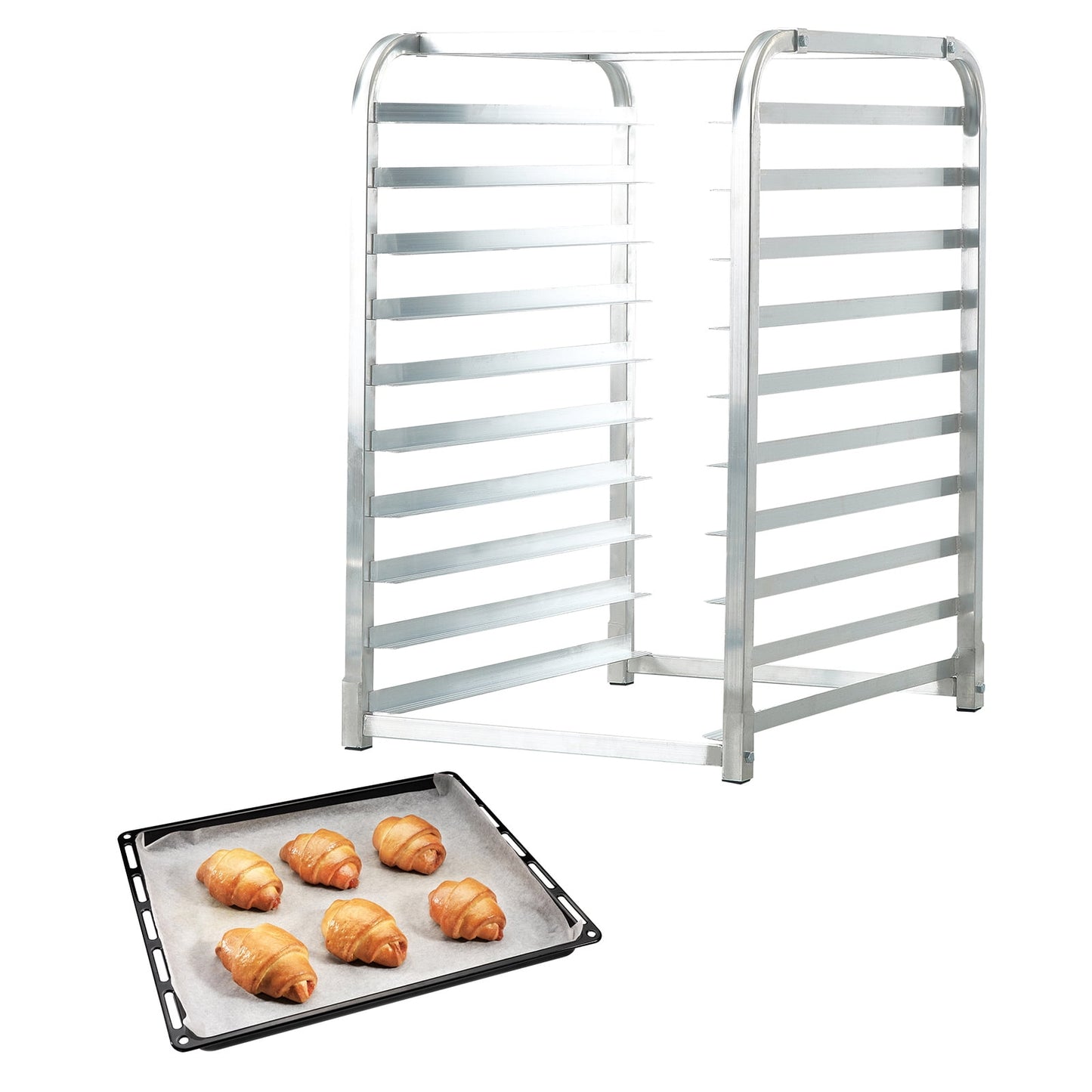 KFFKFF 10-Tier Aluminum Bakery Rack High‑grade aluminum alloy, 26x20.3x39 inches Silver
