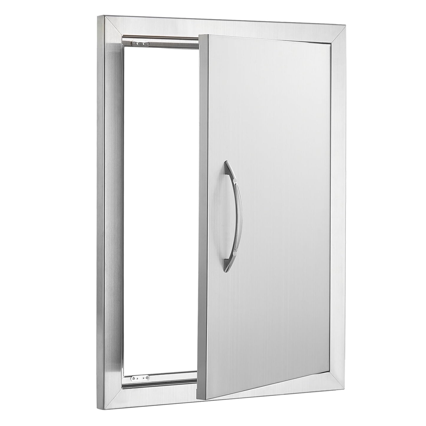 KFFKFF 16W x 22H Inch Stainless Steel Outdoor Kitchen Door, Single Vertical Access Door with Handle, Flush Mount Design for BBQ Island, Grilling Station, and Outdoor Cabinet
