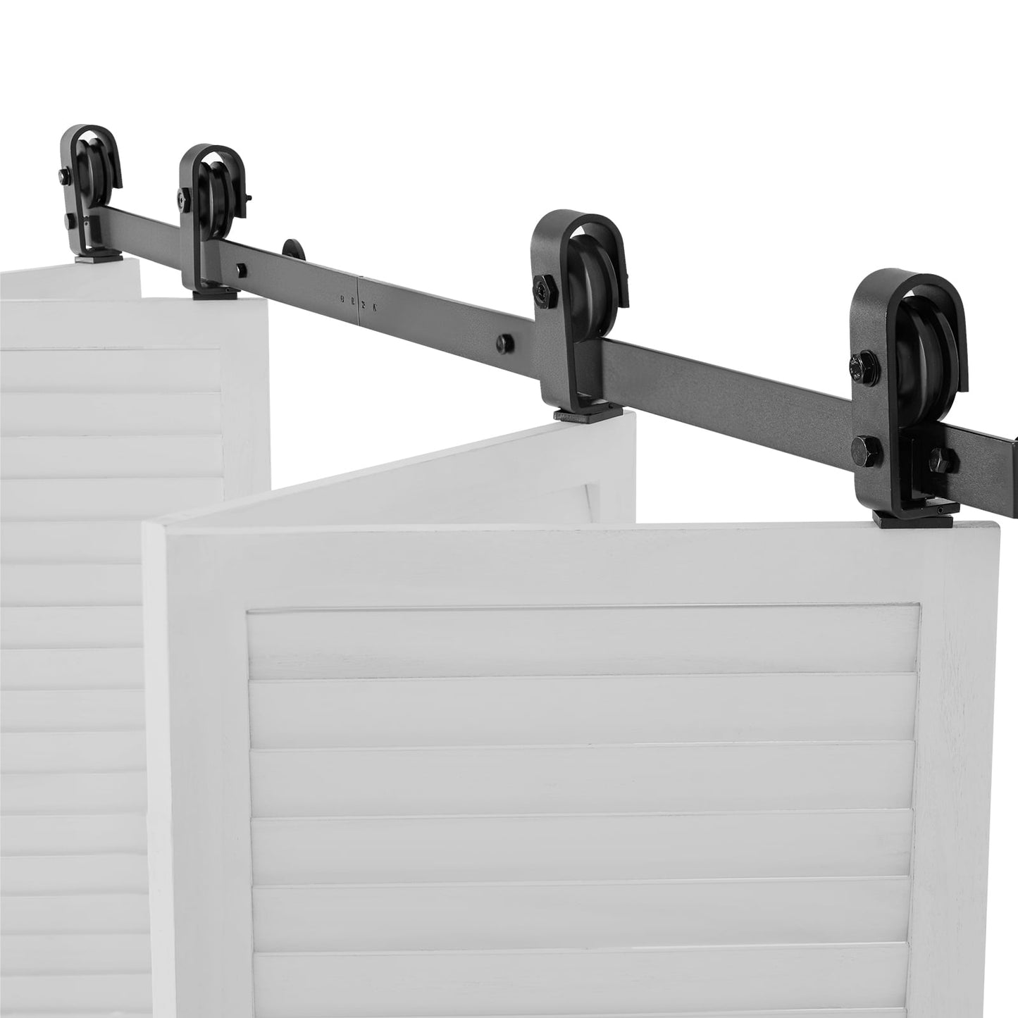 KFFKFF 76IN-2D-4K Bi-Fold Sliding Barn Door Track Kit – Black