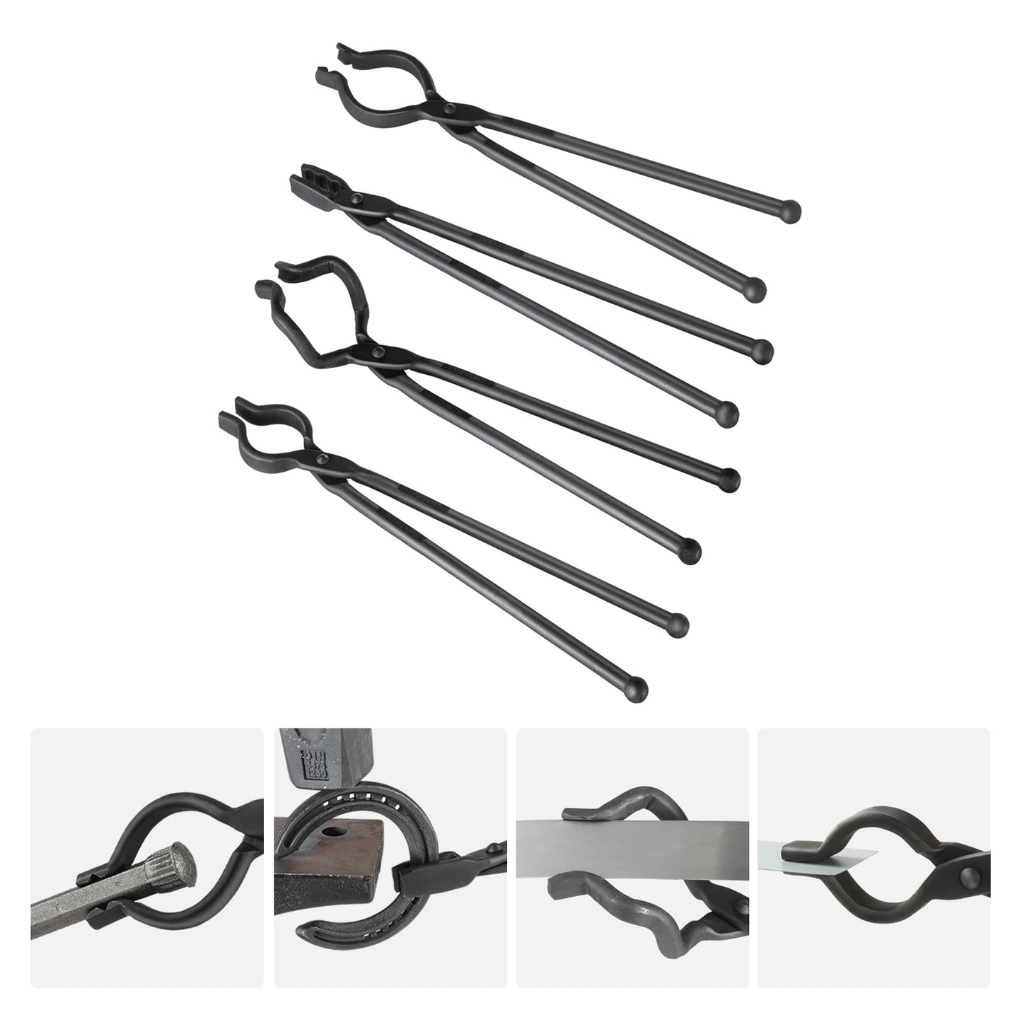KFFKFF Blacksmith Tongs 18†4 PCS V-Bit Bolt Wolf Jaw Z V-Bit Gripping Tongs