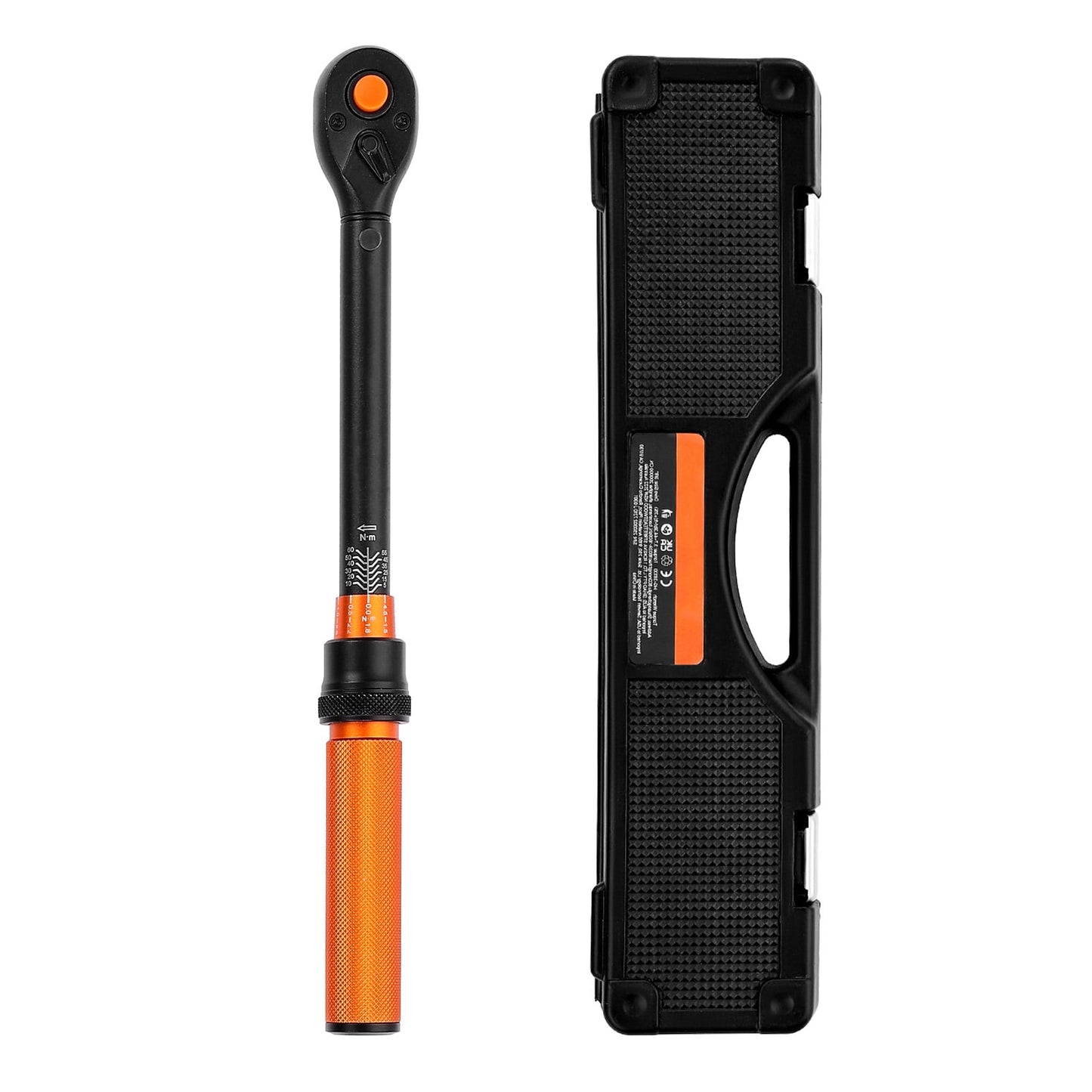 KFFKFF Click Torque Wrench Set, 3/8 Inch Drive, 5-60 N.m/3.7-44.3 lbf.ft, Dual-Direction, 72-Tooth, ±3% Accuracy, Includes Sockets, Bits, Extension Bar, Spark Plug Sockets