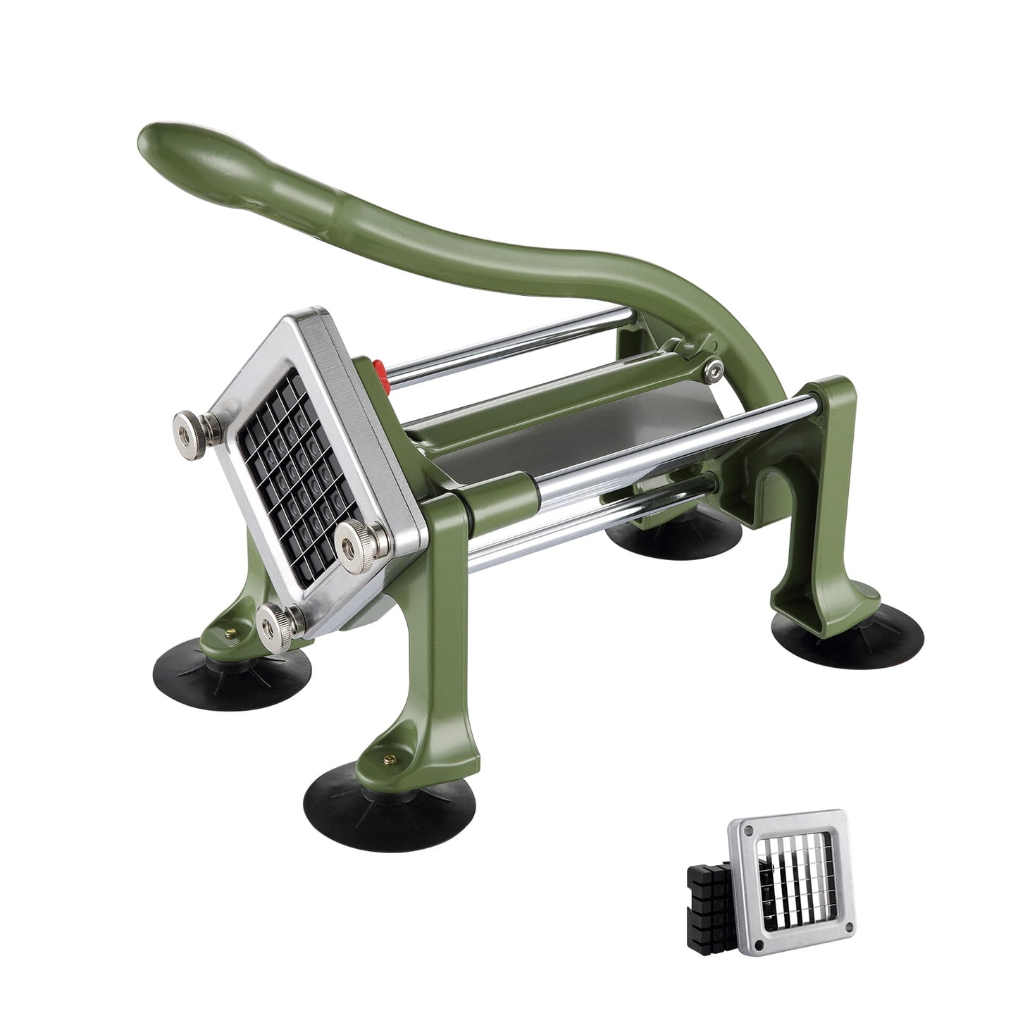 KFFKFF Manual French Fry Cutter with 1/2-Inch Stainless Steel Blade, Vegetable Slicer with Suction Cups, Ideal for Potatoes, Fries, Cucumbers, Carrots, and Other Vegetables