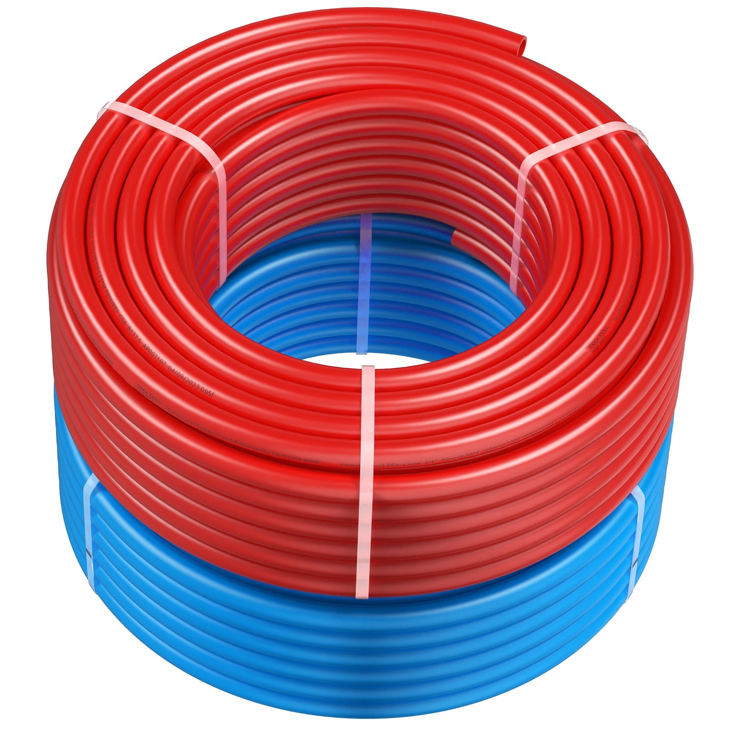 KFFKFF PEX Pipe 3/4 Inch, 2 x 100 Feet Flexible Tubing for Hot and Cold Water Systems, Plumbing Applications with Cutter Included, Blue and Red