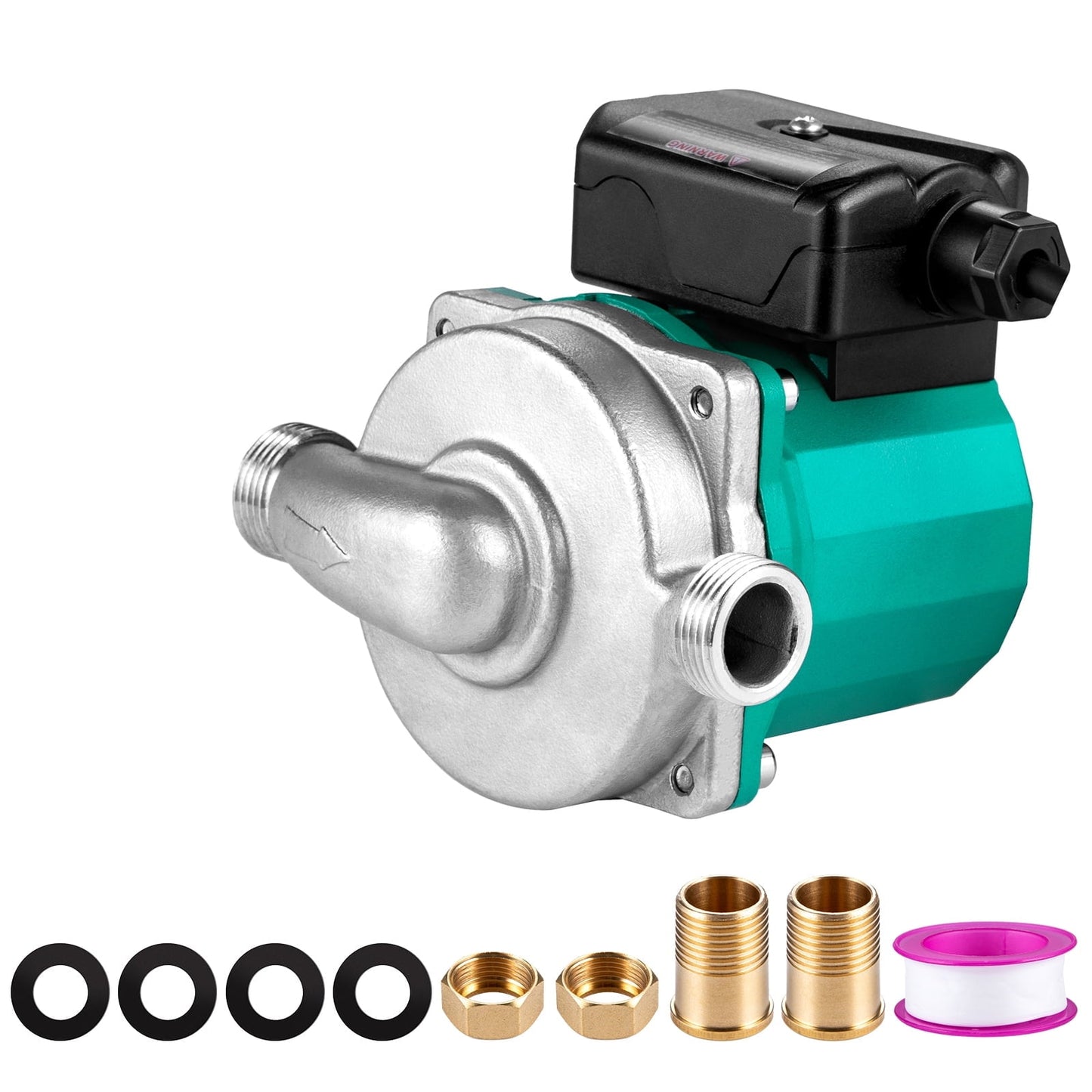 KFFKFF Recirculating Pump, Three Speed Control, 93w 110v Water Circulator Pump, Stainless Steel Pump Head, Automatic Start Circulating Pump NPT 3/4" w/Brass Fittings,