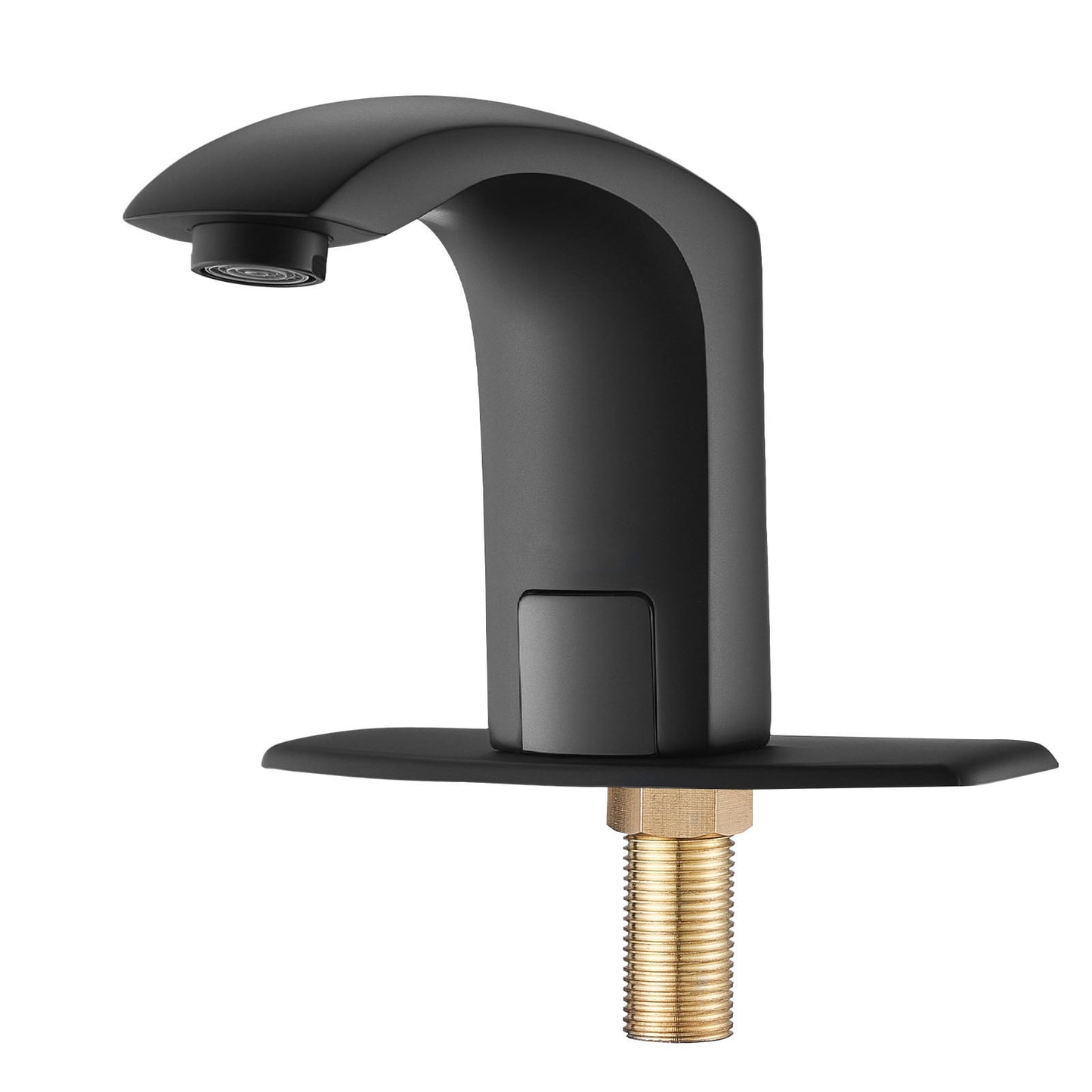 KFFKFF Touchless Bathroom Sink Faucet with Motion Sensor, Automatic Restroom Faucet with Cover Plate, Battery Powered, Adjustable Temperature for 9/16 in Pipe, Commercial Lavatory, Matte Black