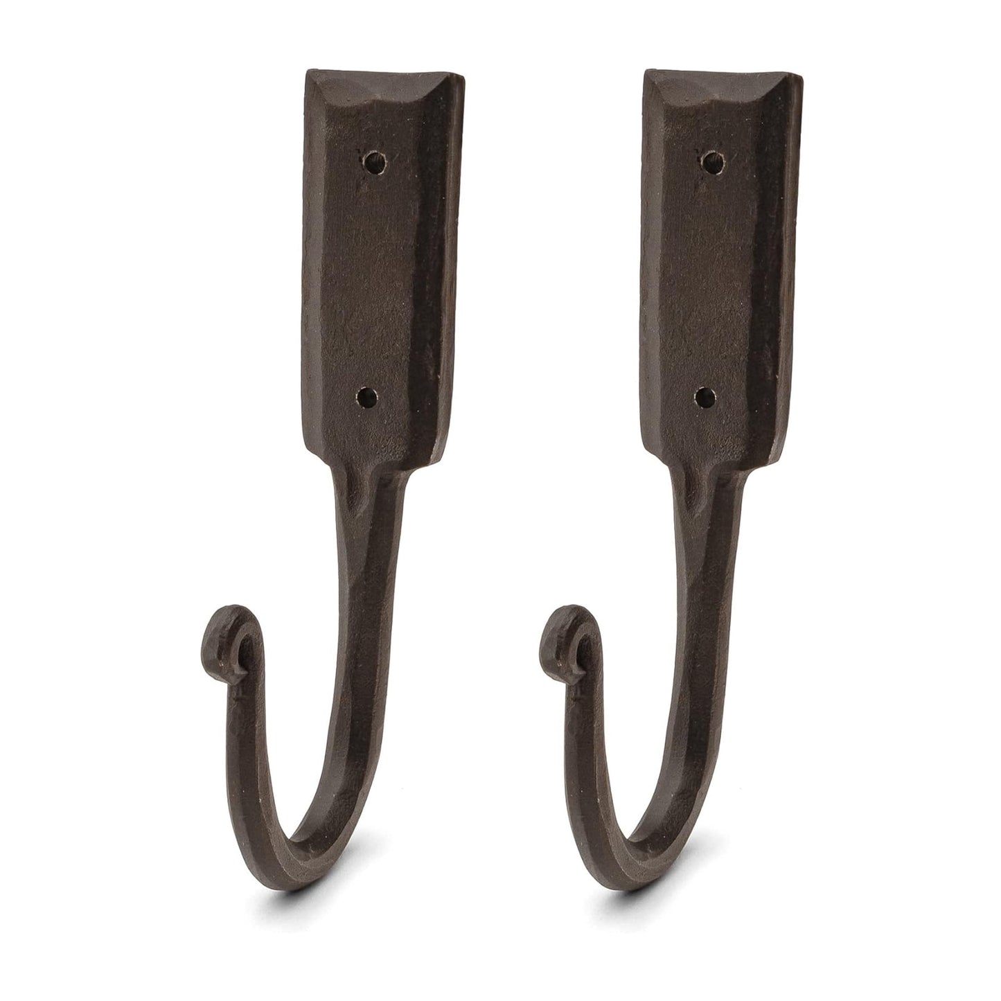 Kings County Tools Coat Hooks Heavy Duty 2-Pack - Large 6.5†Handmade Rustic Iron Wall Hooks, Black