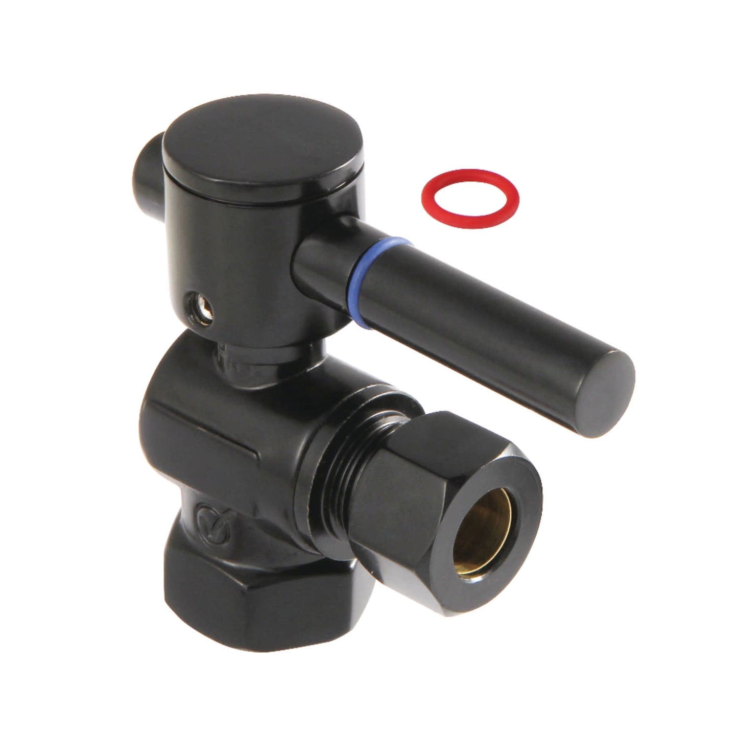 Kingston Brass CC33100DL 3/8" FIP x 3/8" OD Comp Quarter-Turn Angle Stop Valve, Matte Black