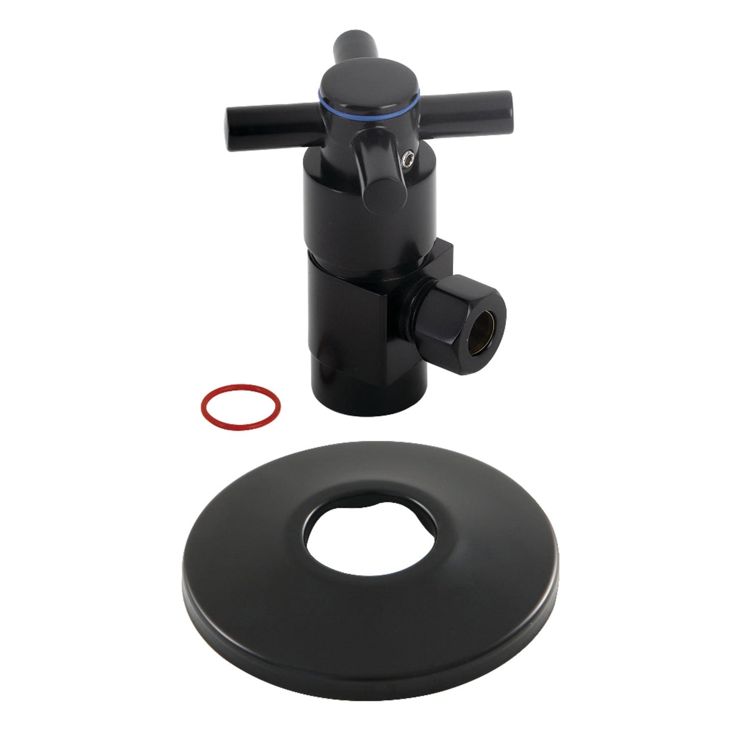 Kingston Brass CD43300DXK 1/2" FIP x 3/8" O.D. Anti-Seize Deluxe Quarter-Turn Ceramic Hardisc Cartridge Angle Stop with Flange, Matte Black