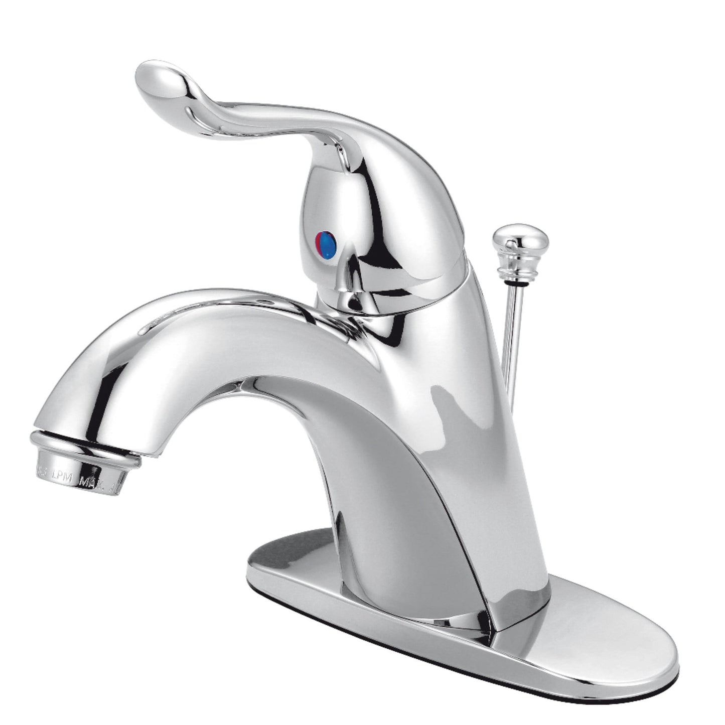 Kingston Brass KB6401YL Yosemite One-Handle 1-Hole Bathroom Faucet with Deck Plate and Pop-Up Drain in Polished Chrome
