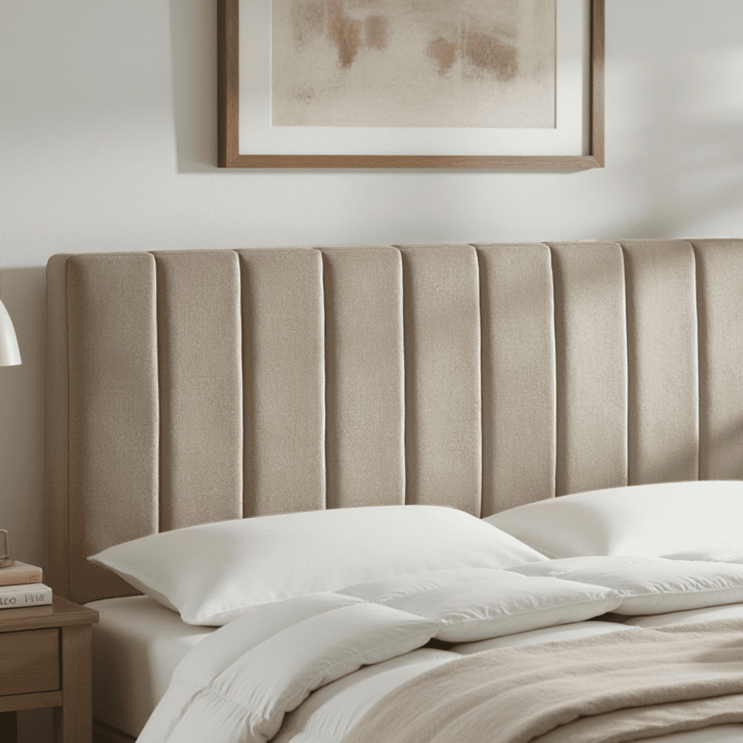 Lammlaoe Full Size Headboard, Upholstered Wall Mounted, Peel and Stick Installation, Sound Reducing 3D Panel Design, Easy Assembly, Linen