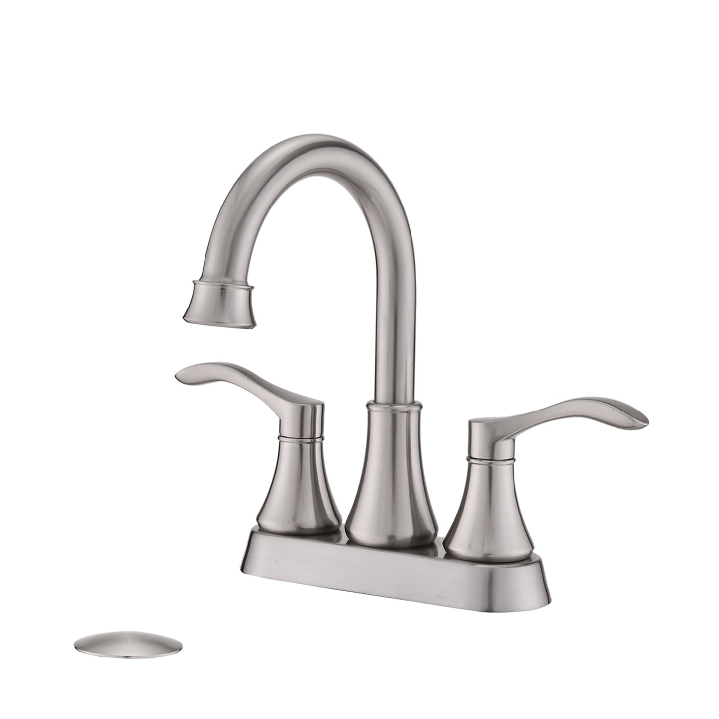 MAYEERTY 4"Centerset Bathroom Faucet with 360° Swivel Spout, Pop-Up Drain & Dual Handles, Brushed Nickel