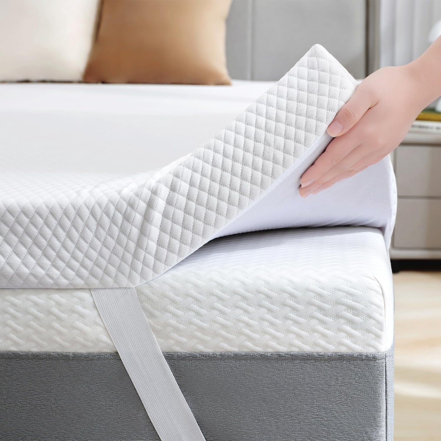 MAYEERTY Colchón de Memory Foam con Gel, Funda Suave Desmontable con Soporte Fresco, Blanco