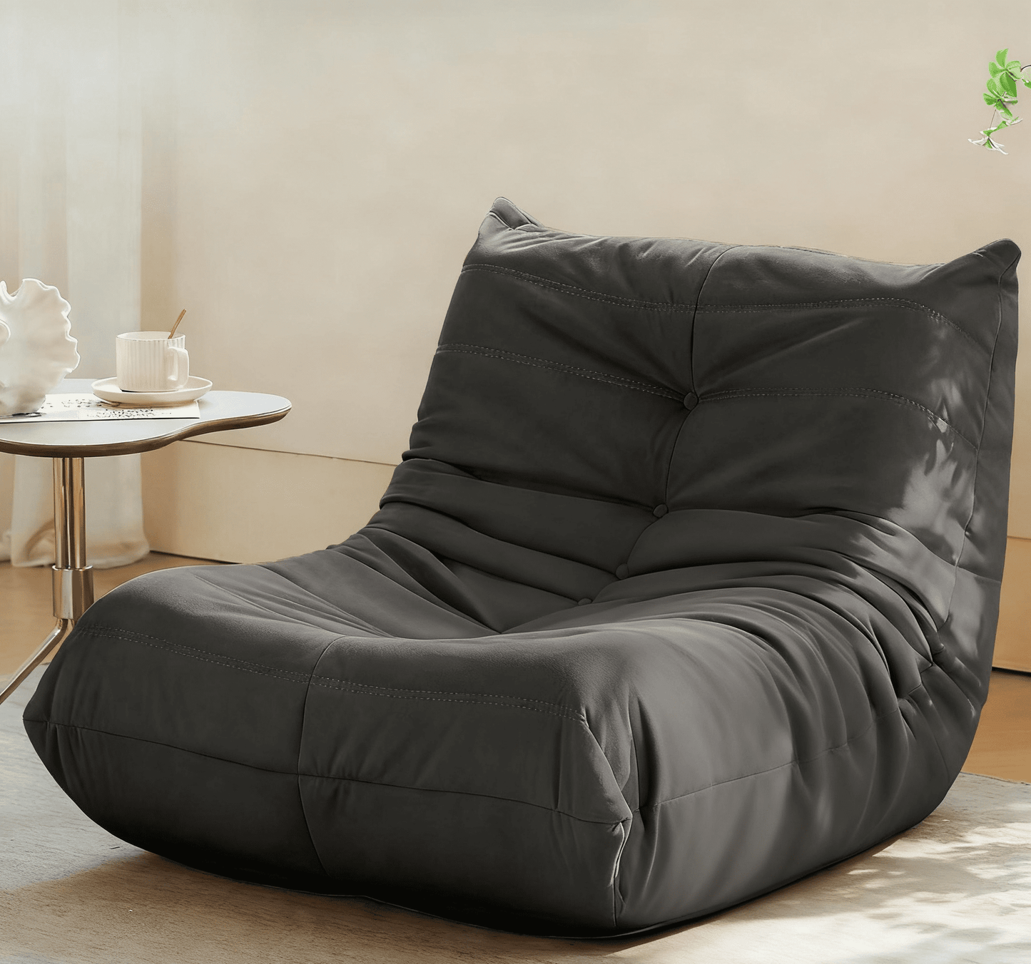 MOONMISS Armless Bean Bag Chairs for Adults,Memory Foam Bean Bag Chair for Living Room Bedroom Office,Gray