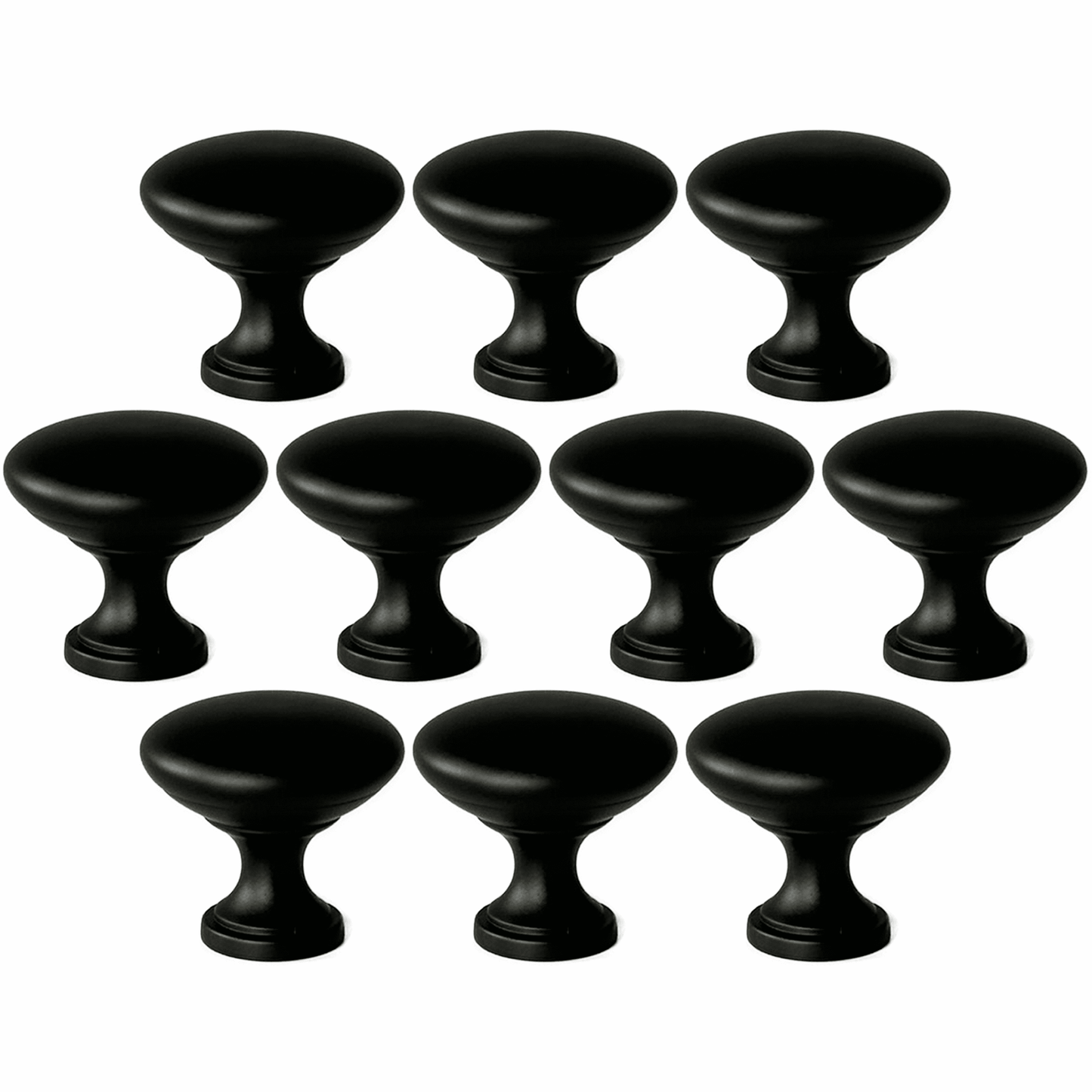 Mainstays Matte Black Round Mushroom Knob, Steel, 10 Pack