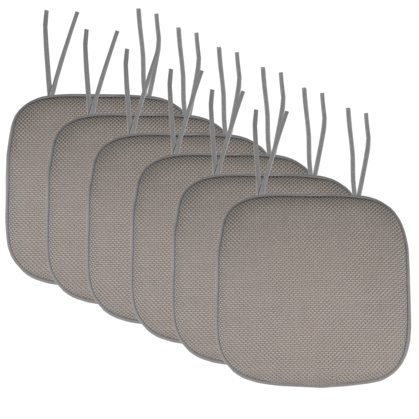 Memory Foam Honeycomb Non-Slip Back Chair Cushion Pad with Ties 2, 4, 6 or 12 Pack