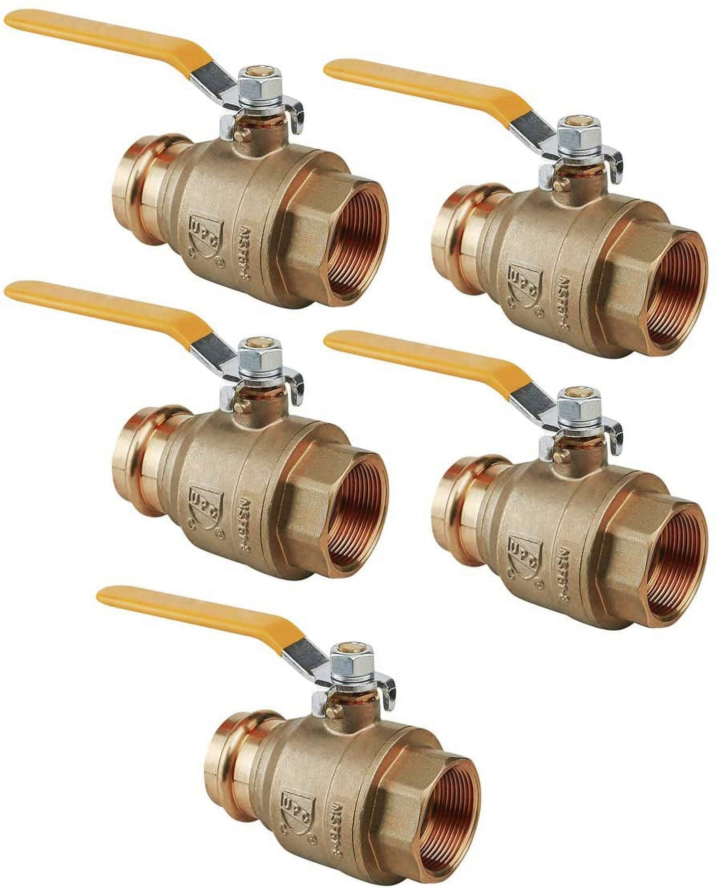 Midline Valve 542001VLVF-5 Premium Adapter Ball Valve, with 1 in. Press x FIP Connections, Brass (Pack of 5)