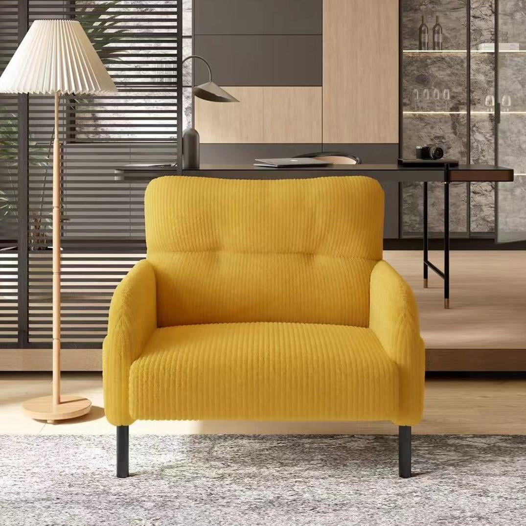 Modern Accent Chair,Armchair,Corduroy Fabric Sofa Chairs,Upholstered Armchair for Living Room,Bedroom,Office,Yellow