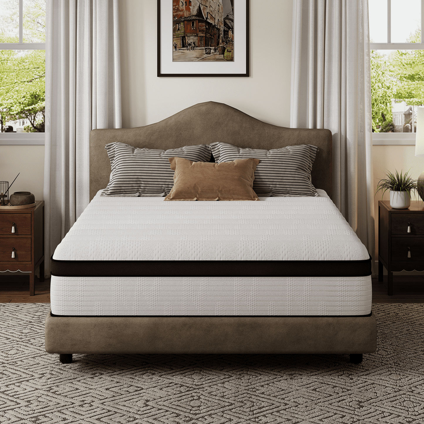 Avenco Whisper 10" Queen Hybrid Mattress in a Box – Gel Memory Foam & Pocket Coils, Medium Firm Support, Pressure Relief, Cooling Comfort