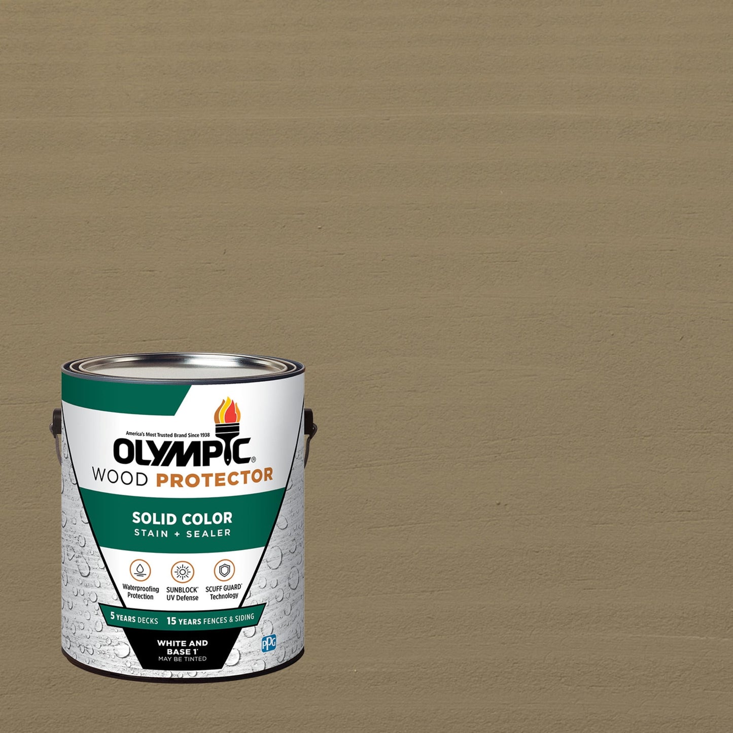 Olympic 1 Gallon SC-1041 Jefferson Tan Exterior Solid Wood Protector Stain Plus Sealer in One
