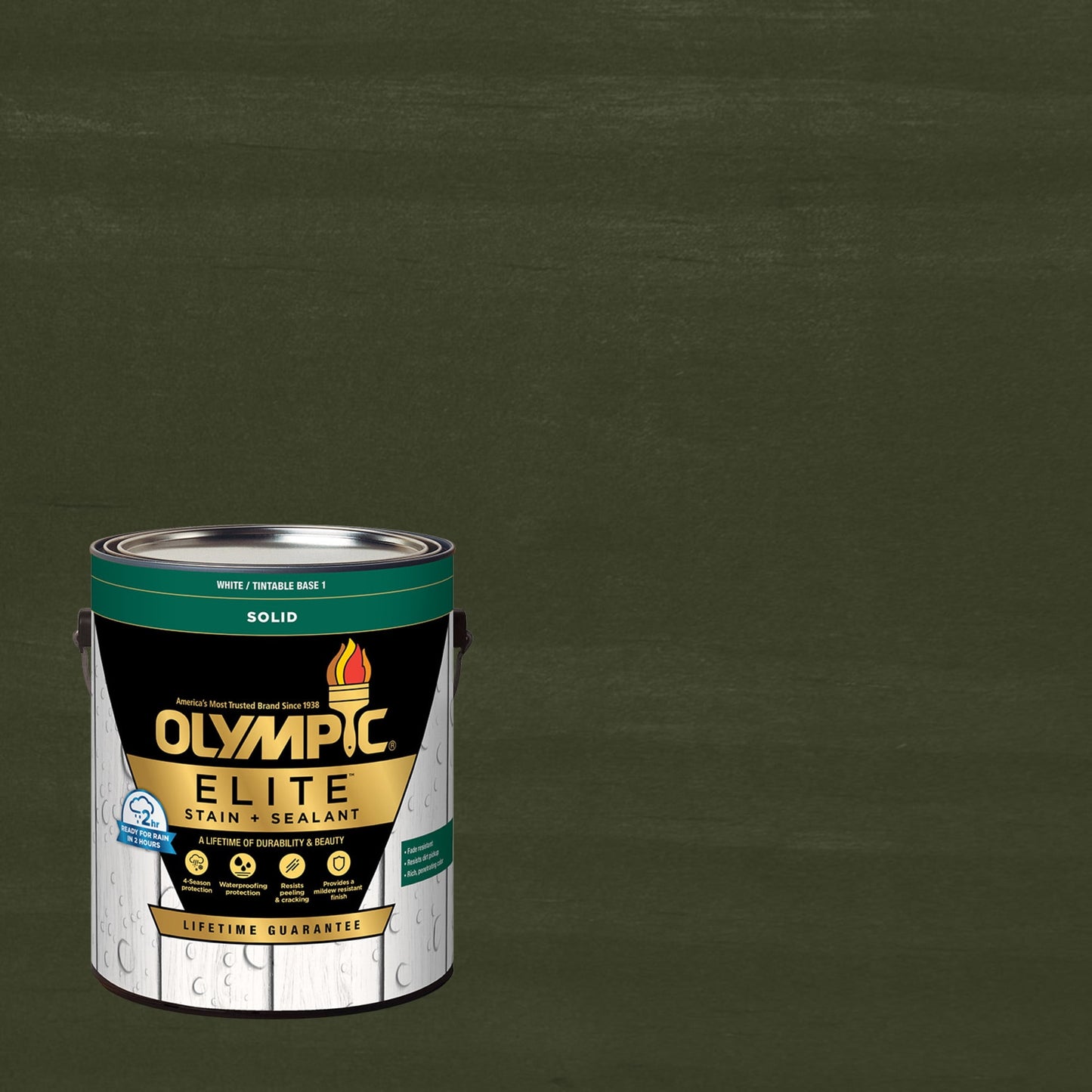 Olympic Elite 1 Gallon SC-1063 Pocono Pine Solid Advanced Exterior Stain and Sealer in One