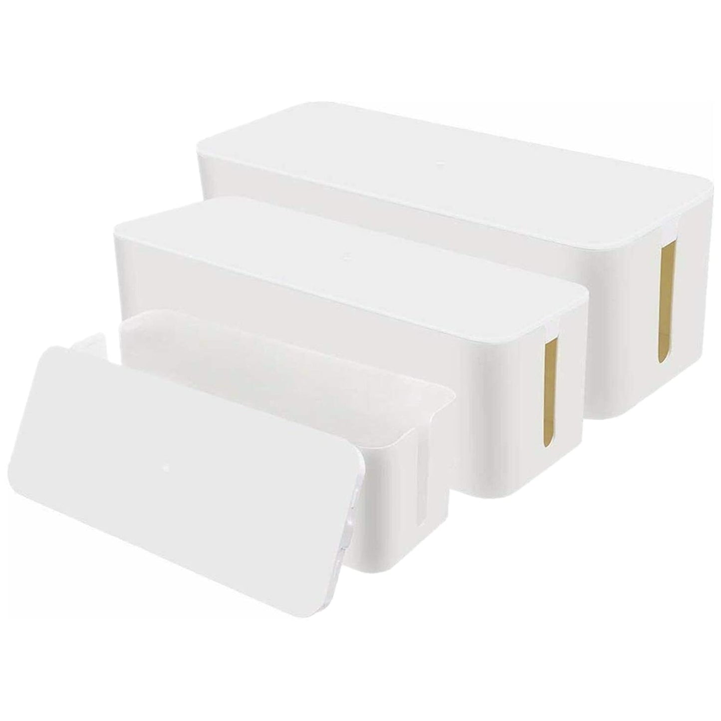 Oumilen Cable Management Boxes Organizer to Hide Wires & Power Strips, White