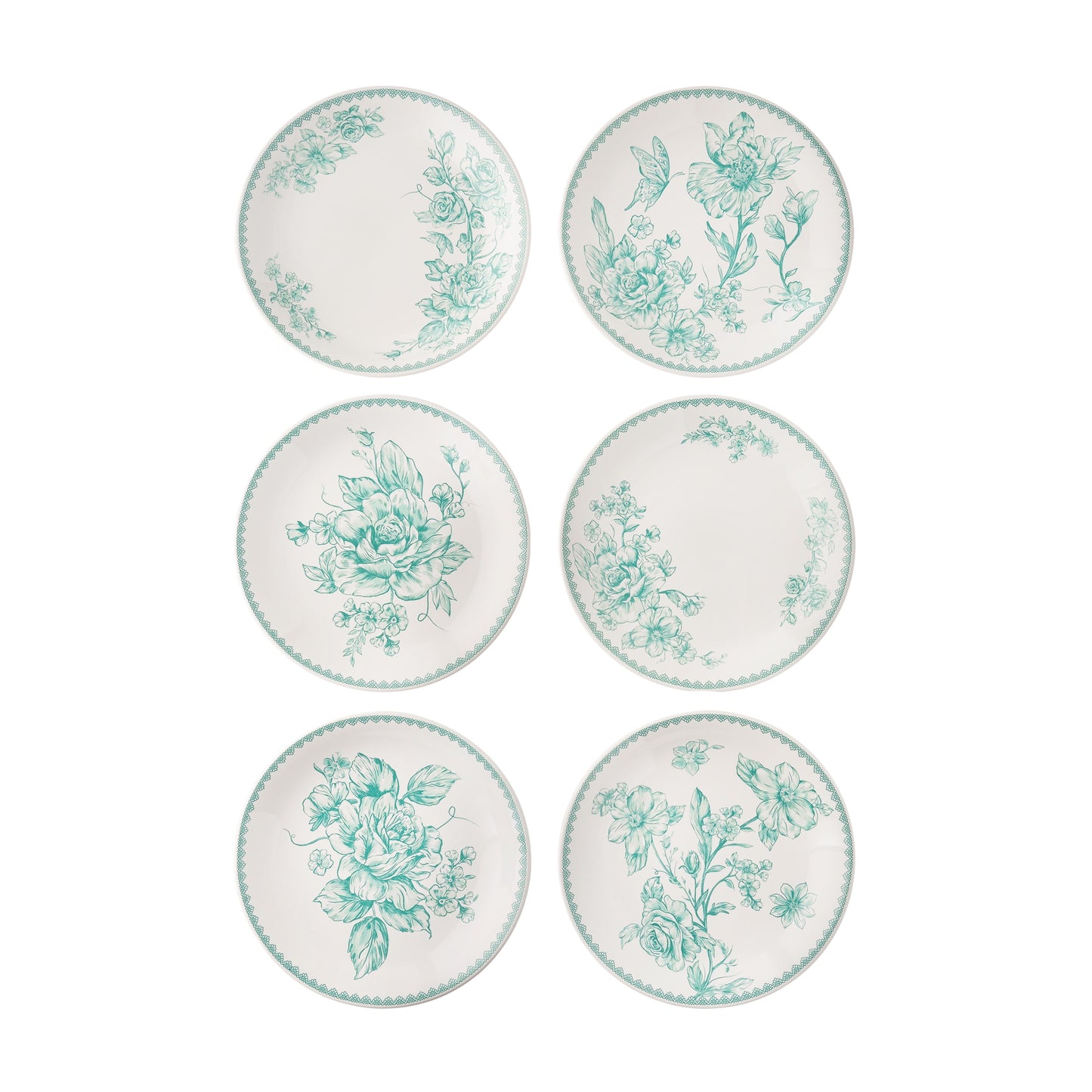 The Pioneer Woman Agatha Stoneware Appetizer Plate, Green, Set of 6