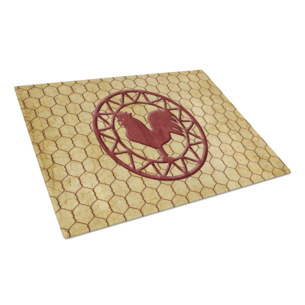 Rooster Chicken Coop Glass Cutting Board Large Size