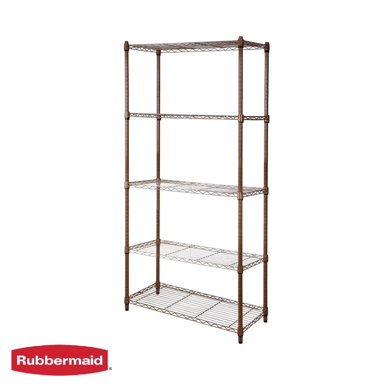 Rubbermaid 5-Tier Heavy Duty Rubbed Bronze Wire Shelving Unit, 1250lb Capacity