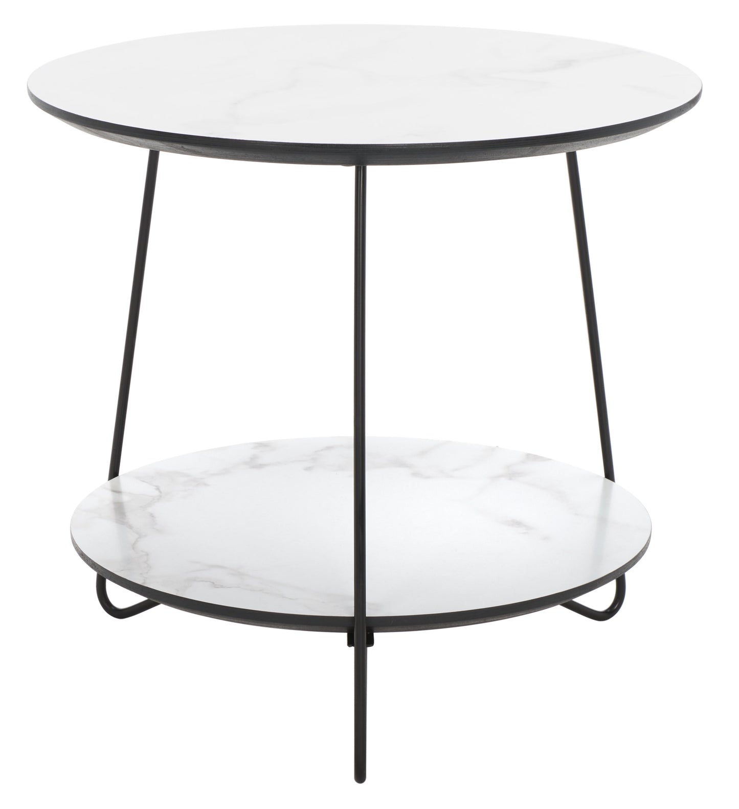 SAFAVIEH Avani Modern Style Round Side Table, White/Black (18.9 in. W x 18.9 in. D x 17.7 in. H)