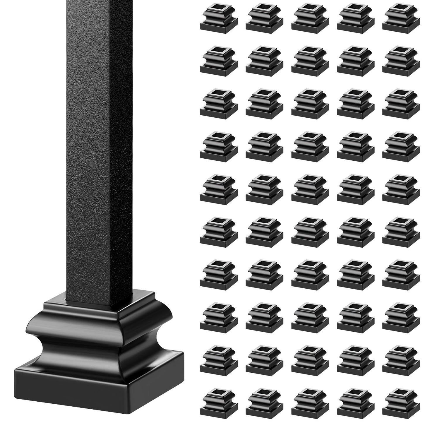KFFKFF 50 PCS Aluminum Alloy Baluster Flat Shoes Wrought Spindles for Staircase
