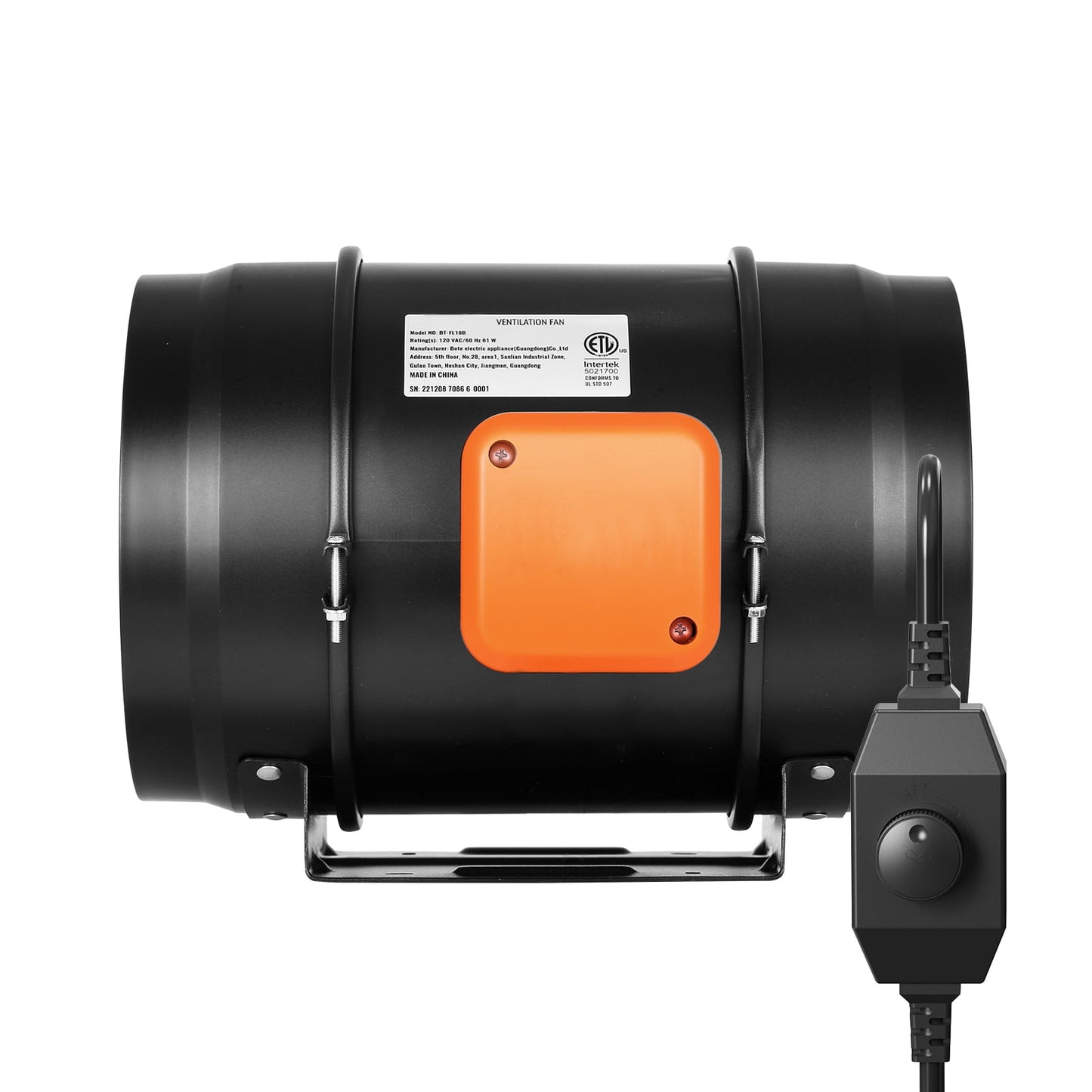 SKYSHALO 8-Inch Inline Duct Fan HVAC Exhaust Blower Kit AC Variable Speed ​​Control
