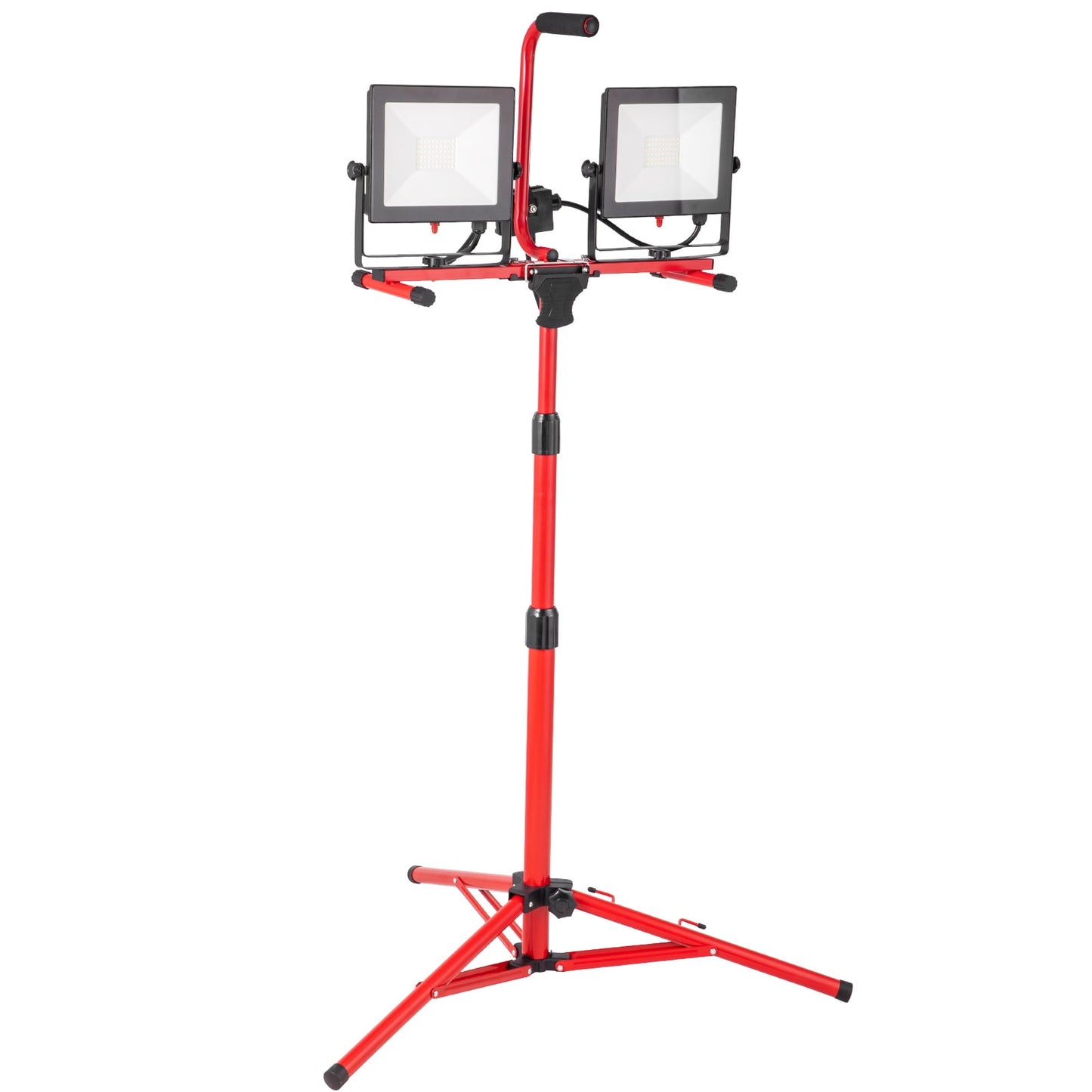 KFFKFF Dual-head LED Work Light, 5000lm, 27.6 "-68.1" Adjustable Height, Foldable Three Tripod Stand, IP65 Waterproof LED Triangular Shelf Work Lights