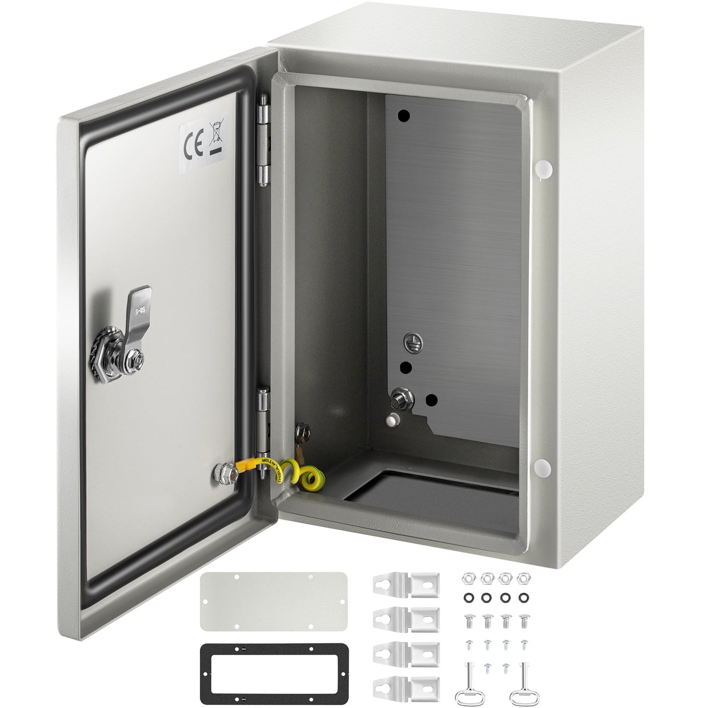 KFFKFF Steel Electrical Box 12†x 8†x 6†, Carbon Steel Hinged Junction Box, IP65 Weatherproof Metal Box, Wall-Mounted Electronic Equipment Enclosure Box with Mounting Plate