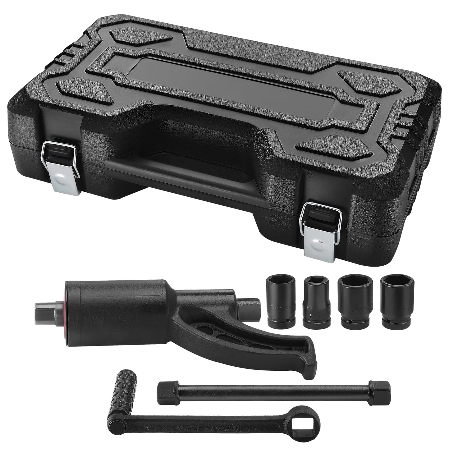 KFFKFF Torque Wrench, 1" Drive Heavy Duty Torque Multiplier Wrench with 4 Sockets (21-41mm), Drive Lug Nut Wrench/Multiplier Heavy Duty Torque Multiplier Wrench Set, 1:58 4800N.m Lug Nut Remover