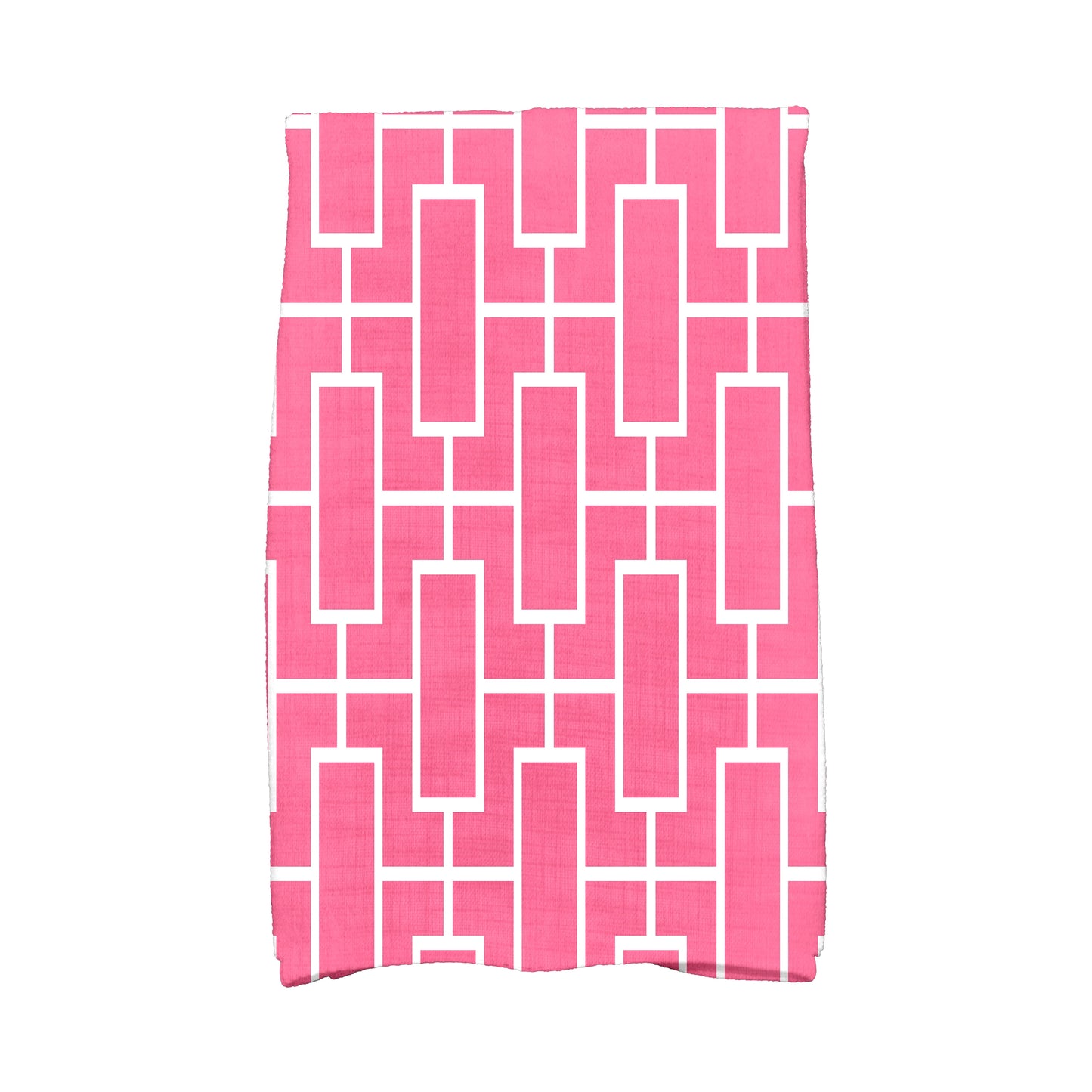Simply Daisy, 16 x 25 inch, Screen Lattice, Geometric Print Kitchen Towel, Pink/Fushcia