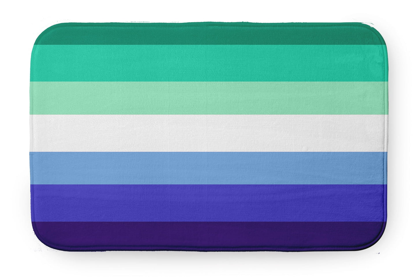 Simply Daisy 24" x 17" Plush Microfiber Green/White/Blue Gay Striped Bath Mat