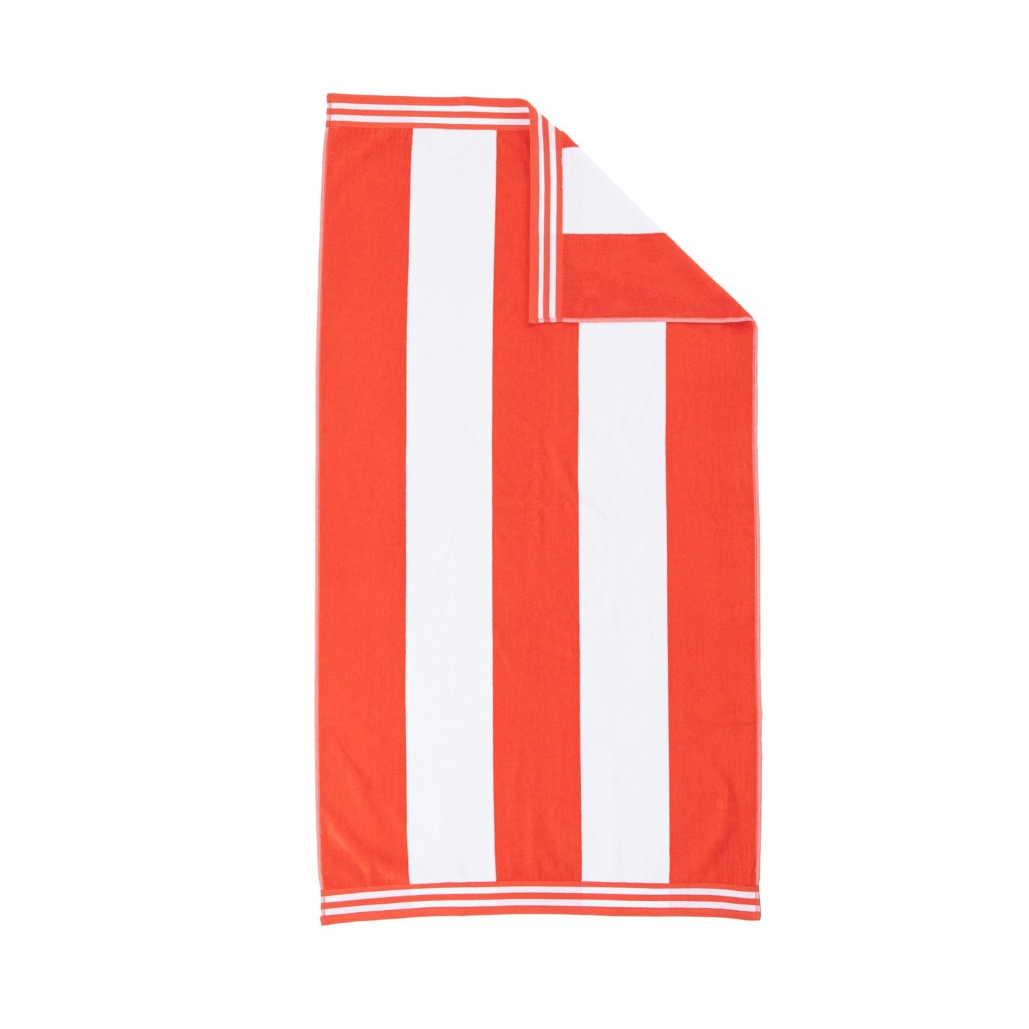 Superior Cabana Striped 4-Piece Oversized Cotton Beach Towel Set, Coral
