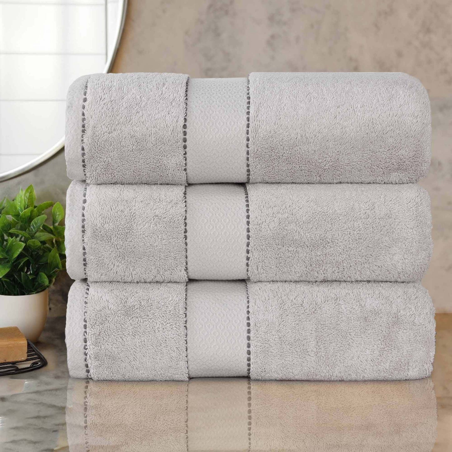 Superior Niles Giza Cotton 3 Piece Bath Towel Set, Egypt Produced Soft Towels, Platinum