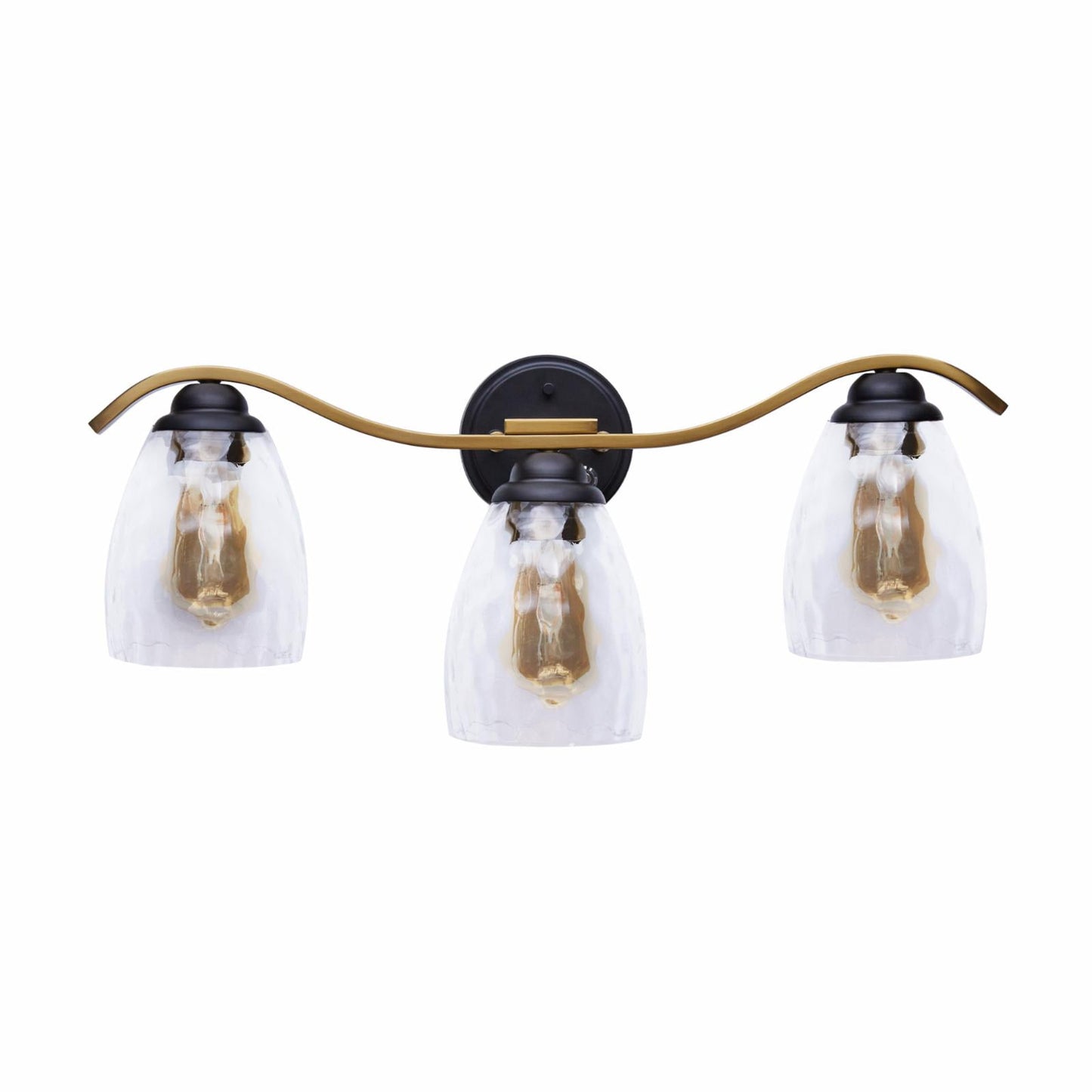 Teamson Home Heidi Dimmable 3-Light Bathroom Vanity Light, Black/Brass