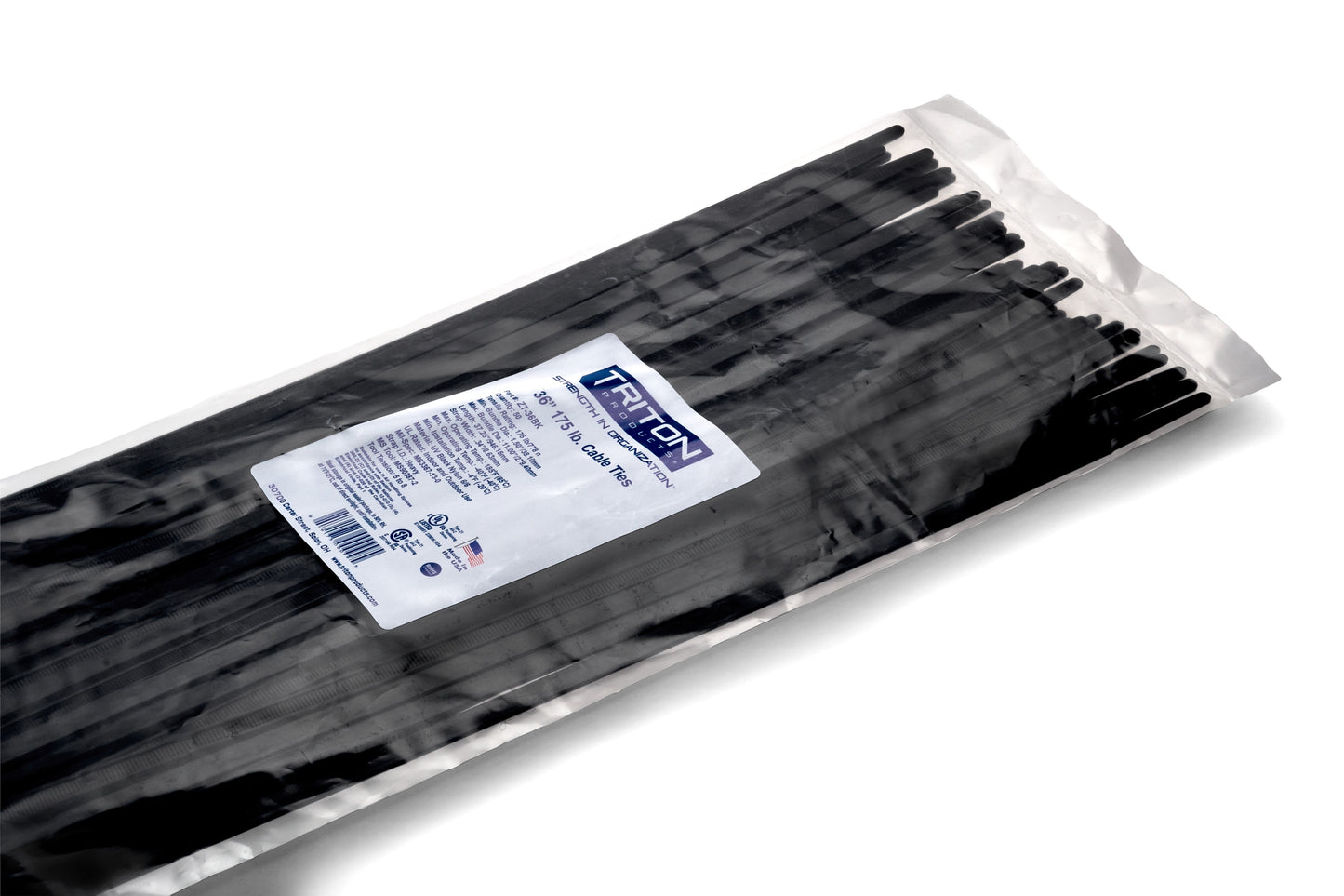 Triton Products® Heavy Duty 36" Black Zip Ties, 50/PK