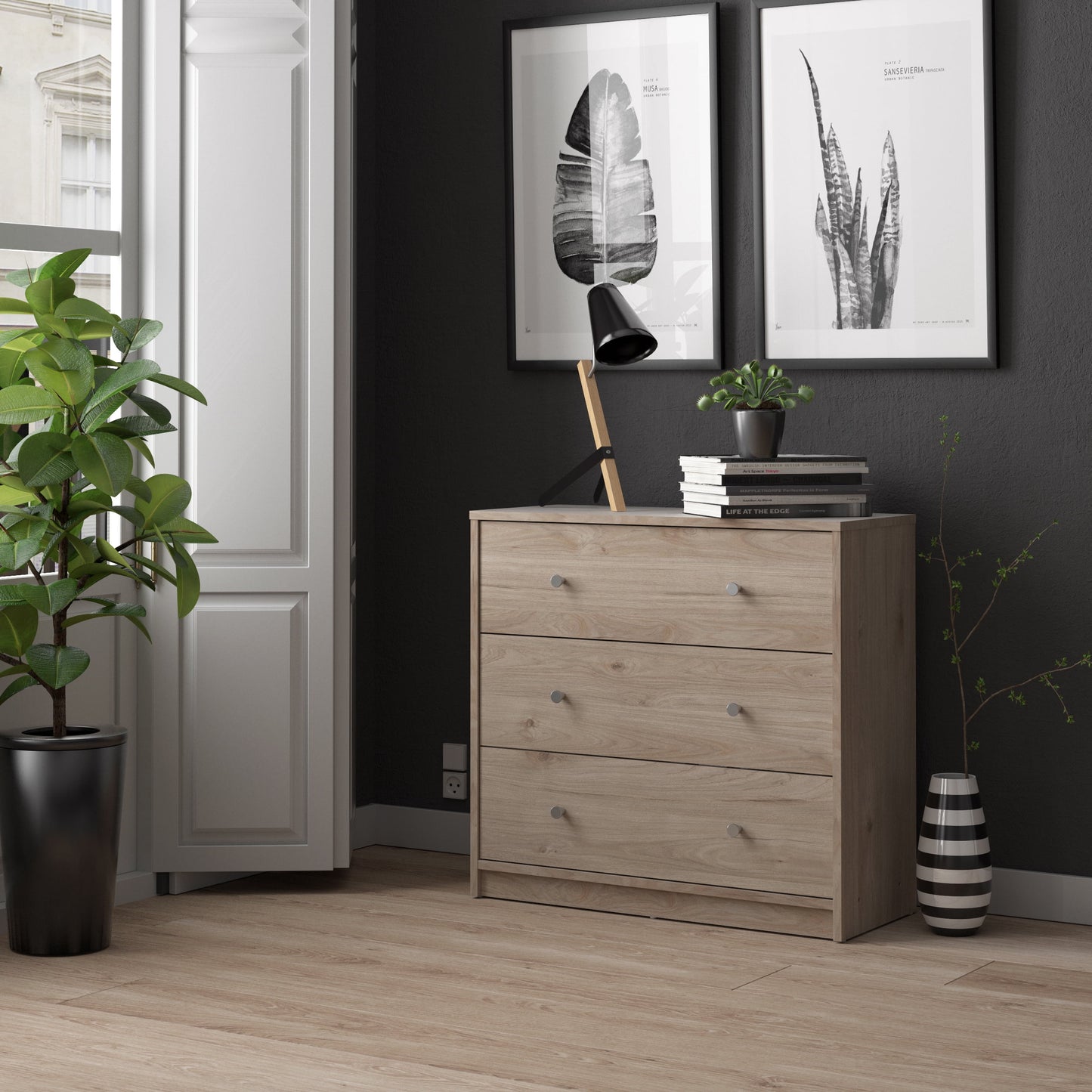 Tvilum Cómoda de 3 Cajones para Adultos, Jackson Hickory