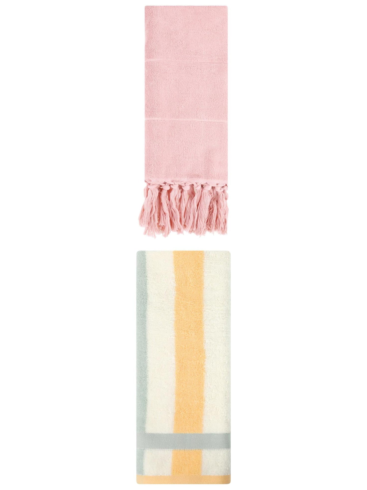 Unique Bargains 2 Pack Soft Decorative Hand Towel Pink/Blue Orange 14"x30"/13"x29"