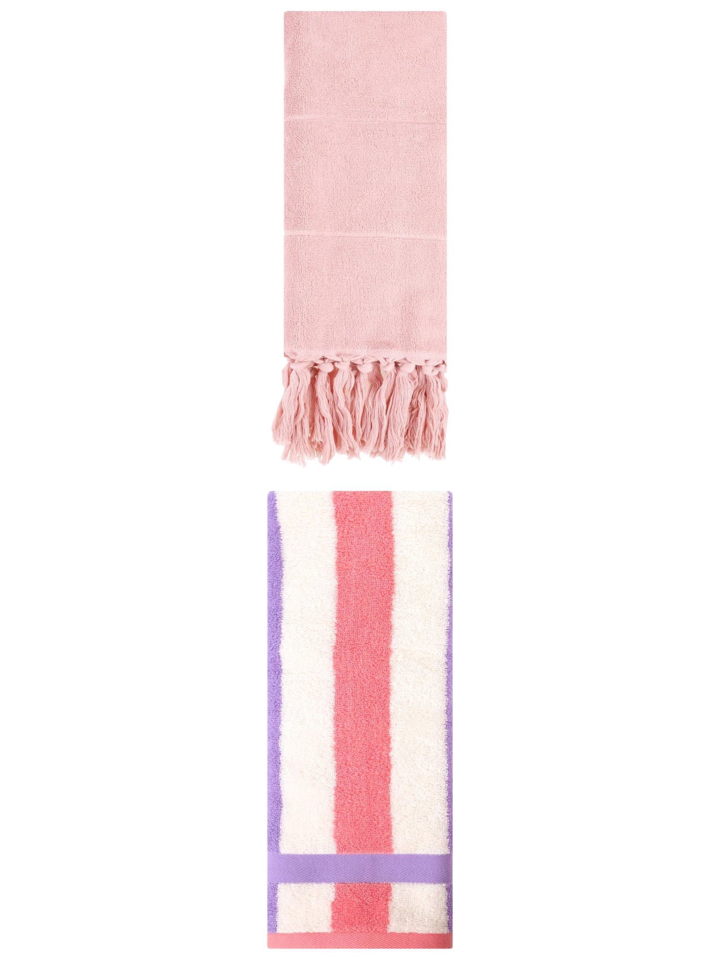 Unique Bargains 2 Pack Soft Decorative Hand Towel Pink/Purple Pink 14"x30"/13"x29"