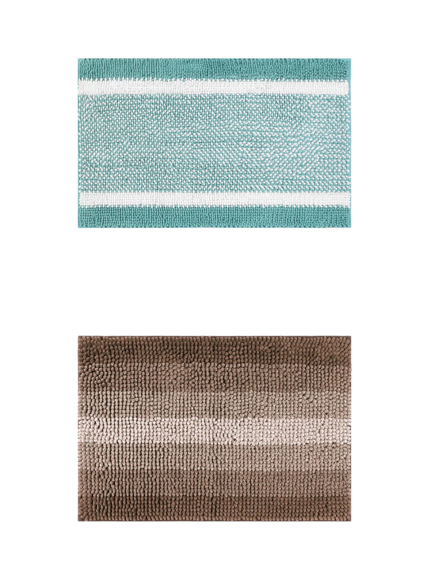 Unique Bargains 2 Pcs Chenille Soft Plush Shaggy Bathroom Rug Coffee/Green 20" x 32"