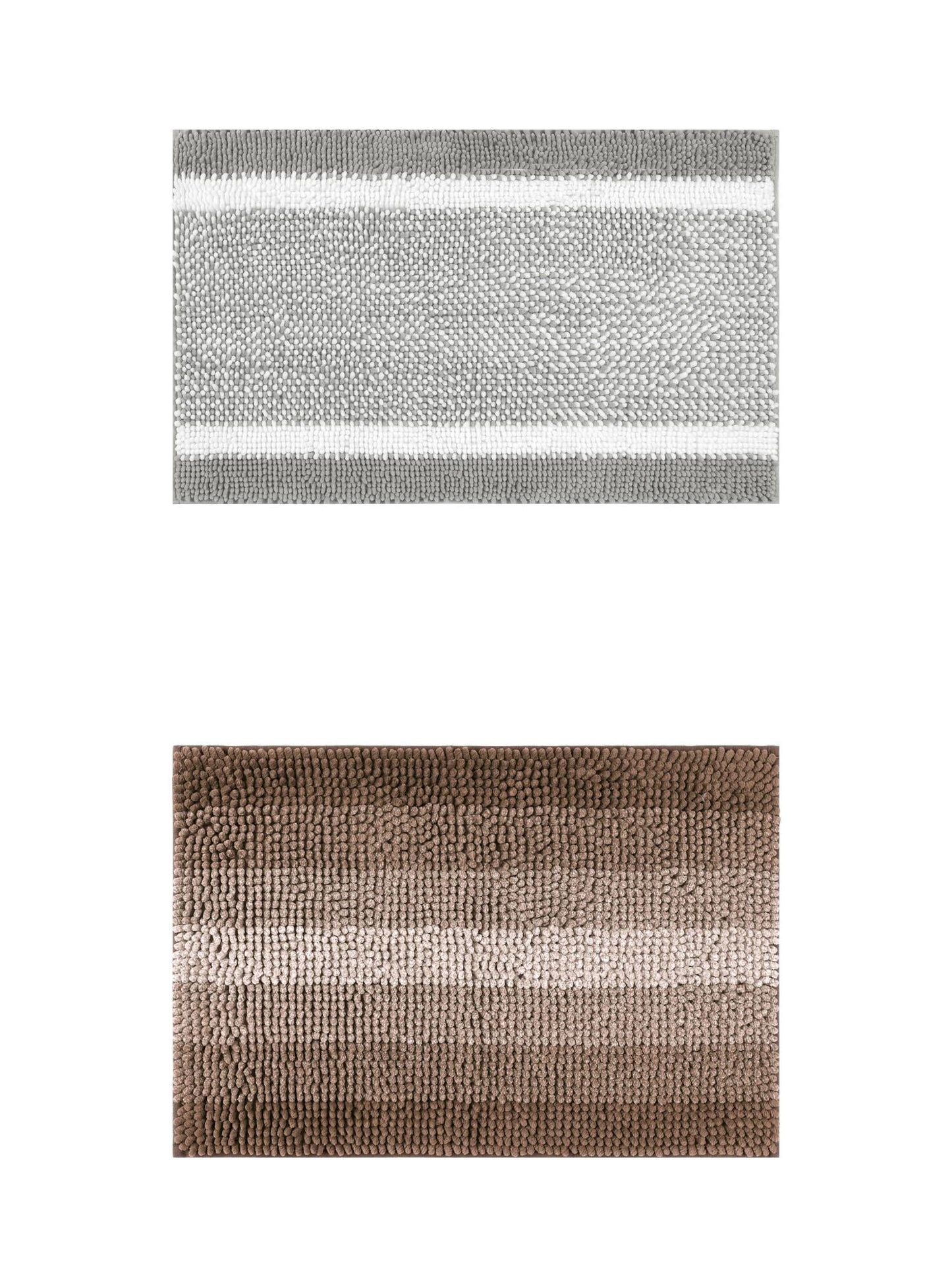 Unique Bargains 2 Pcs Chenille Soft Plush Shaggy Bathroom Rug Coffee/Grey 20" x 32"