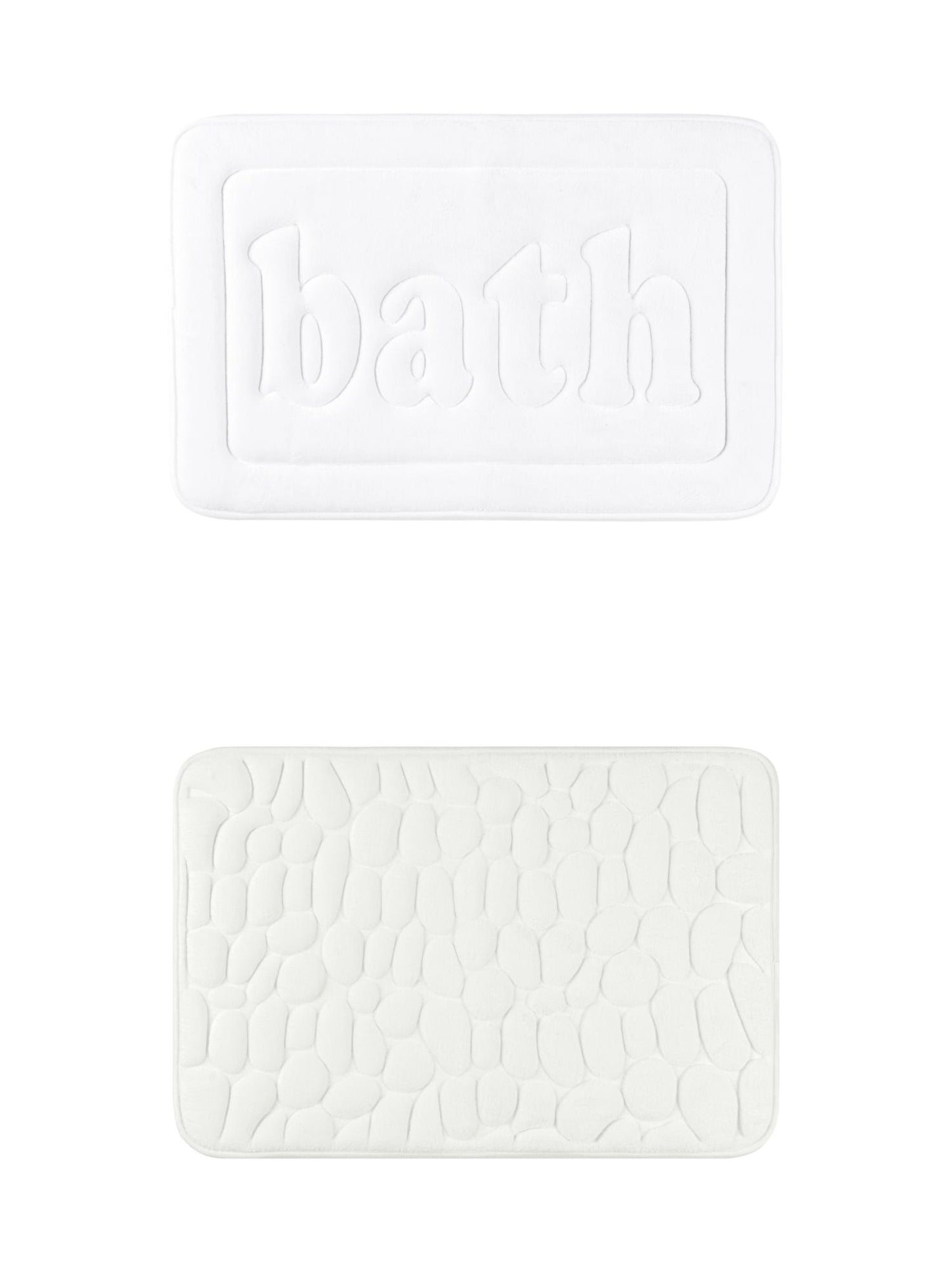 Unique Bargains 2 Pcs Memory Foam Absorbent Bathroom Rugs Milky White/White 20" x 32"