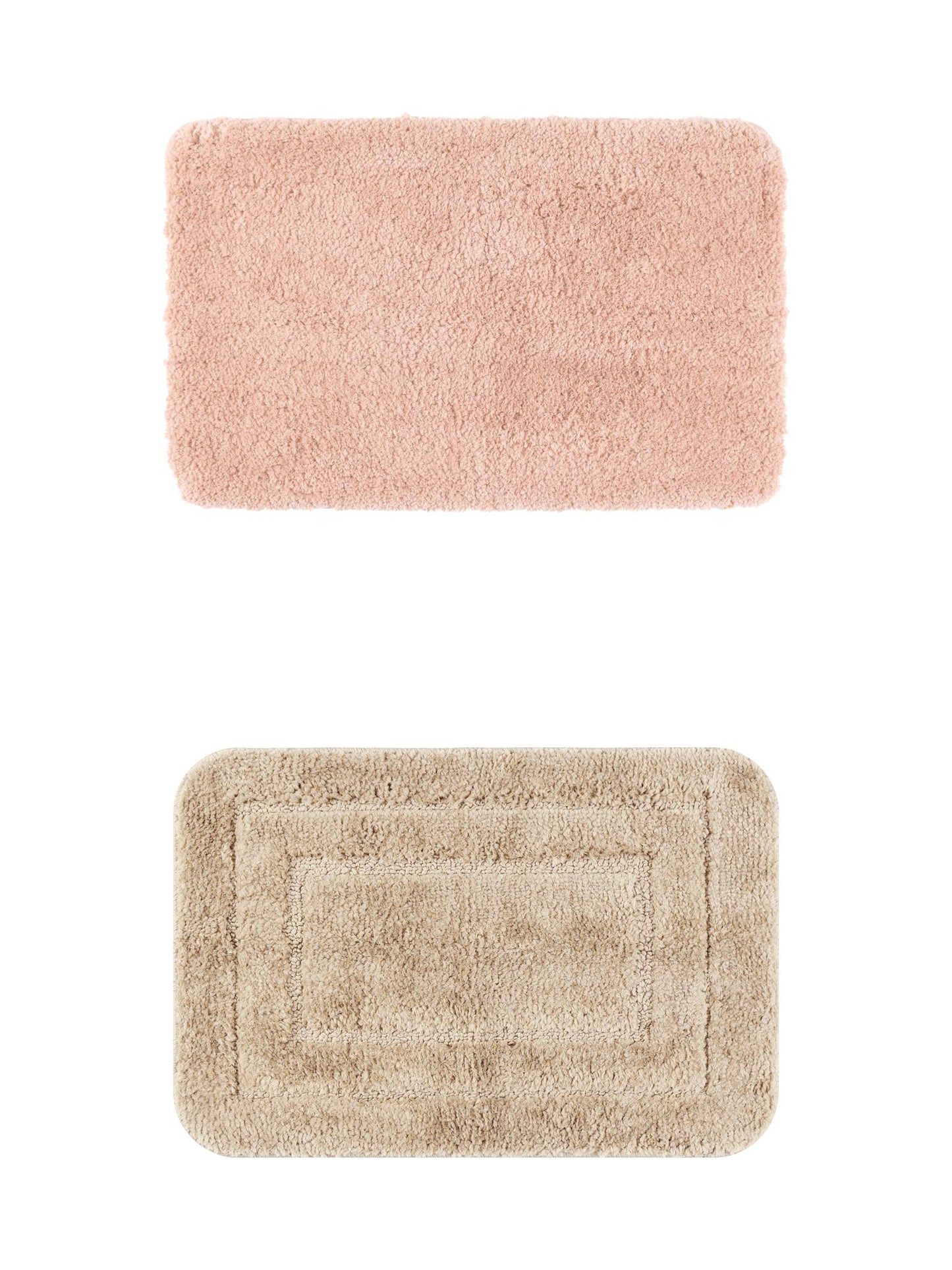 Unique Bargains 2 Pcs Non-Slip Soft Quick Dry Bath Rugs Pink/Khaki 20" x 32"