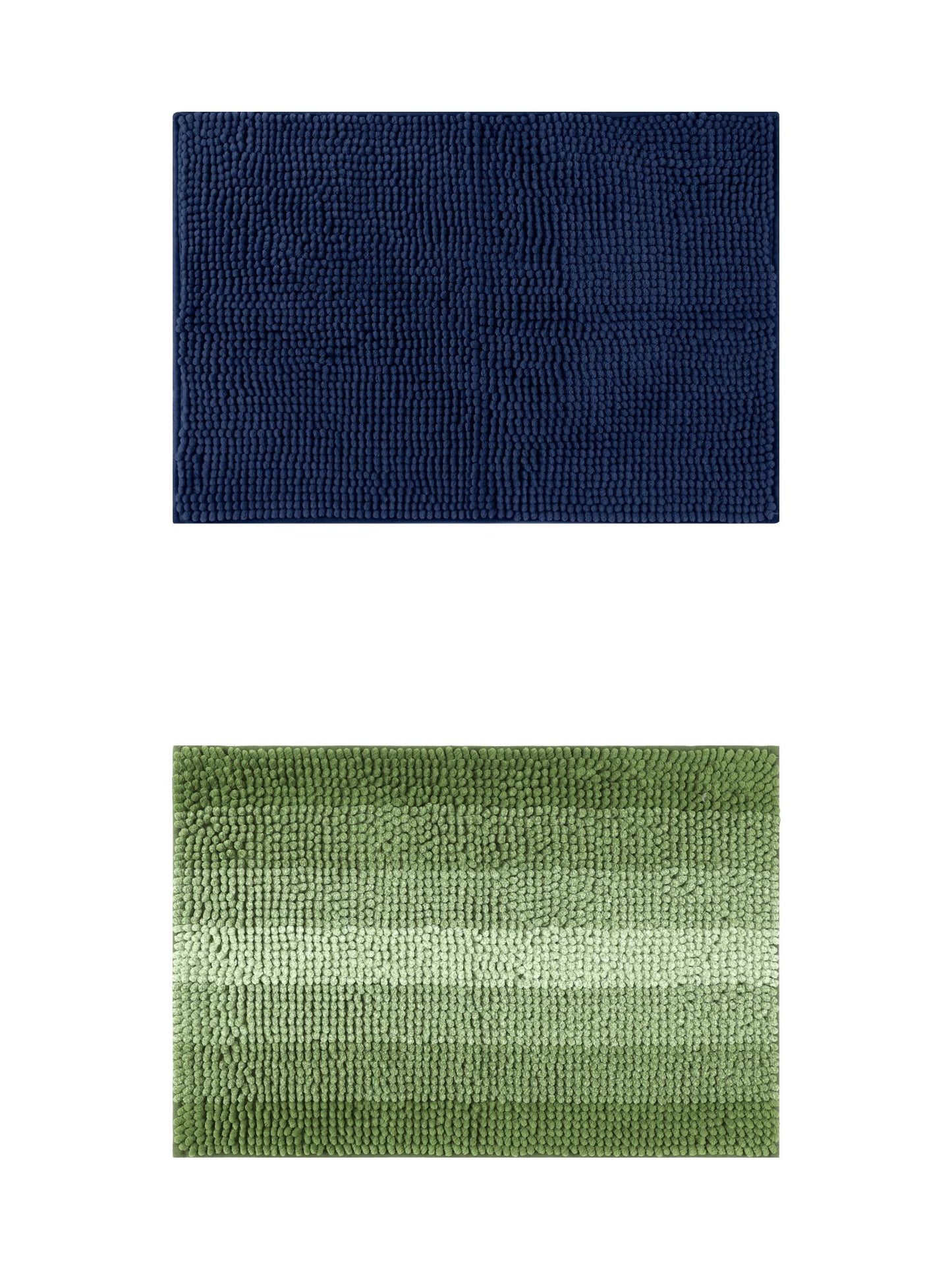 Unique Bargains 2 Pcs Plush Fluffy Extra Thick Mat Green/Dark Blue 20" x 32"