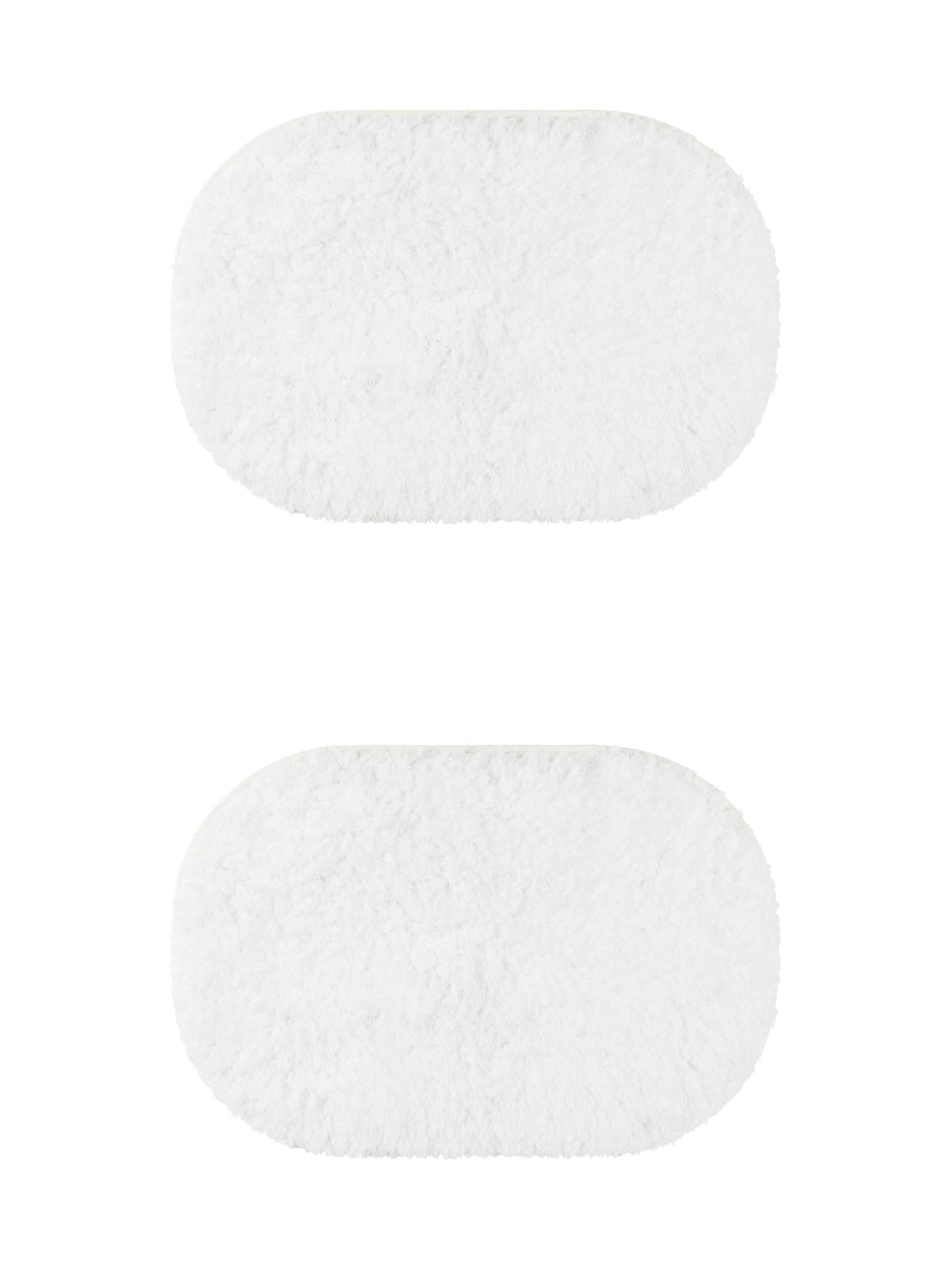Unique Bargains 2 Pcs Shag Bath Rugs Absorbent Soft Thick Bathroom Mats White 16" x 24"